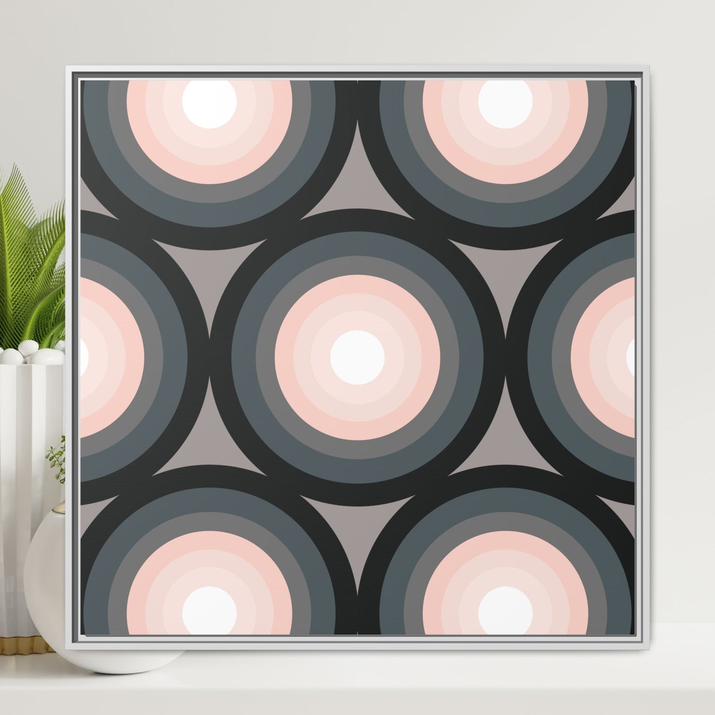 Modern Framed Geometric Canvas Art | Bold Color Meets Clean Framing