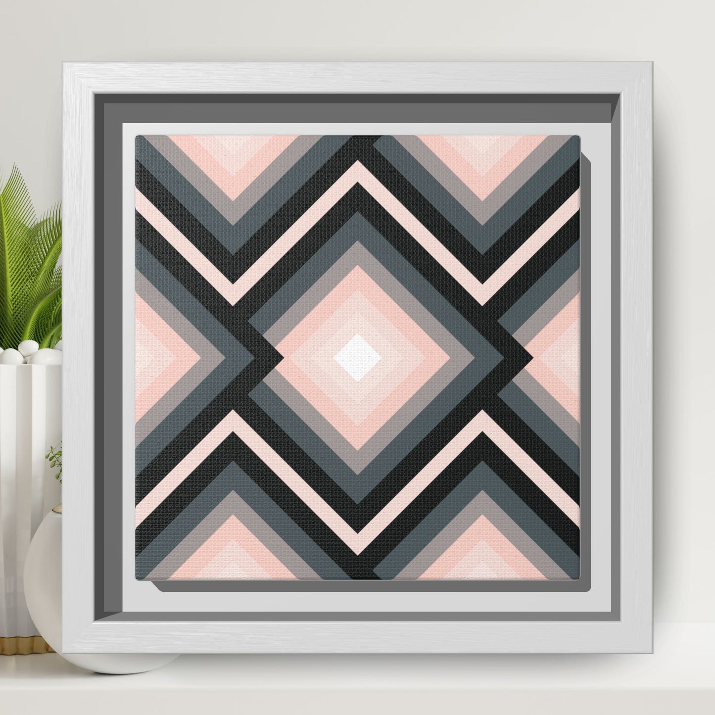 Modern Framed Geometric Canvas Art | Bold Color Meets Clean Framing