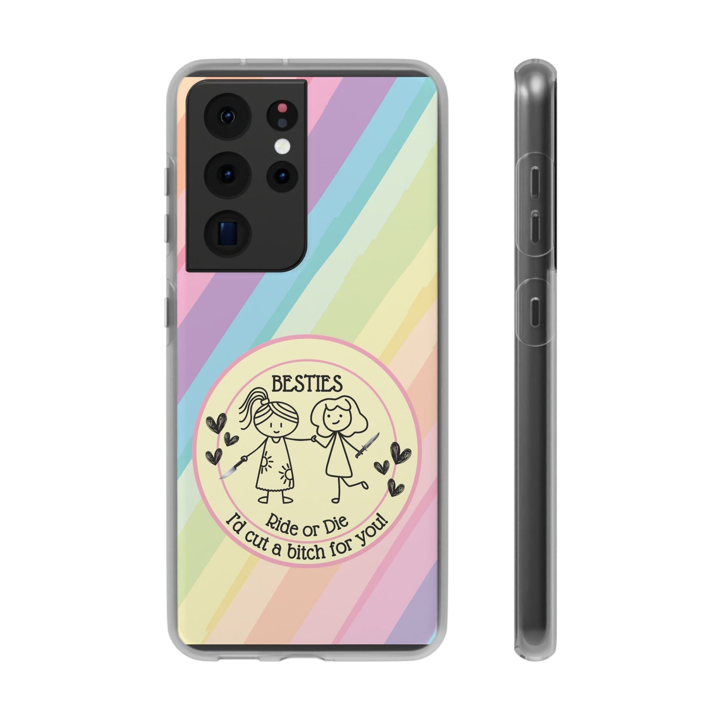 Phone Cases - Pastels Besties Ride or Die | "I'd Cut a Bitch for You"