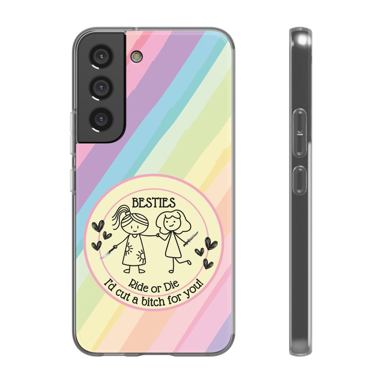 Phone Cases - Pastels Besties Ride or Die | "I'd Cut a Bitch for You"