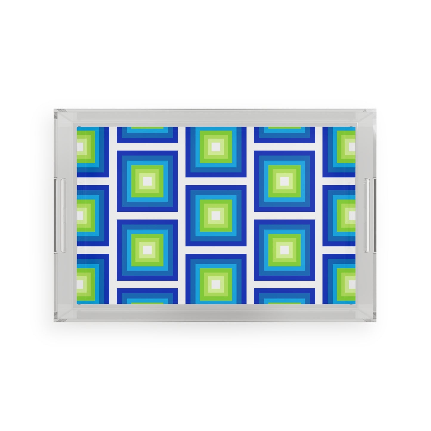 Modern Acrylic Tray with Bold Geometric Artwork