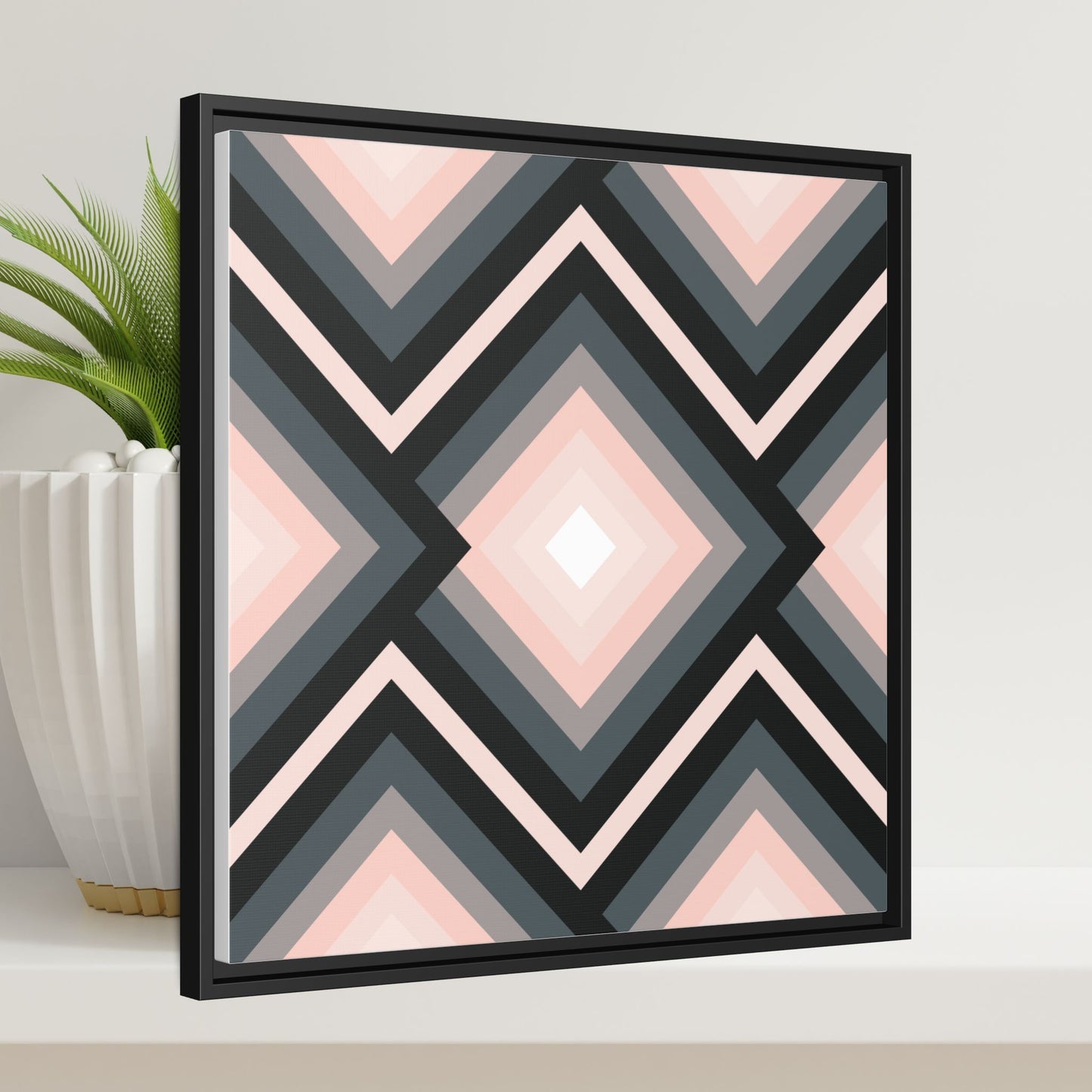 Modern Framed Geometric Canvas Art | Bold Color Meets Clean Framing