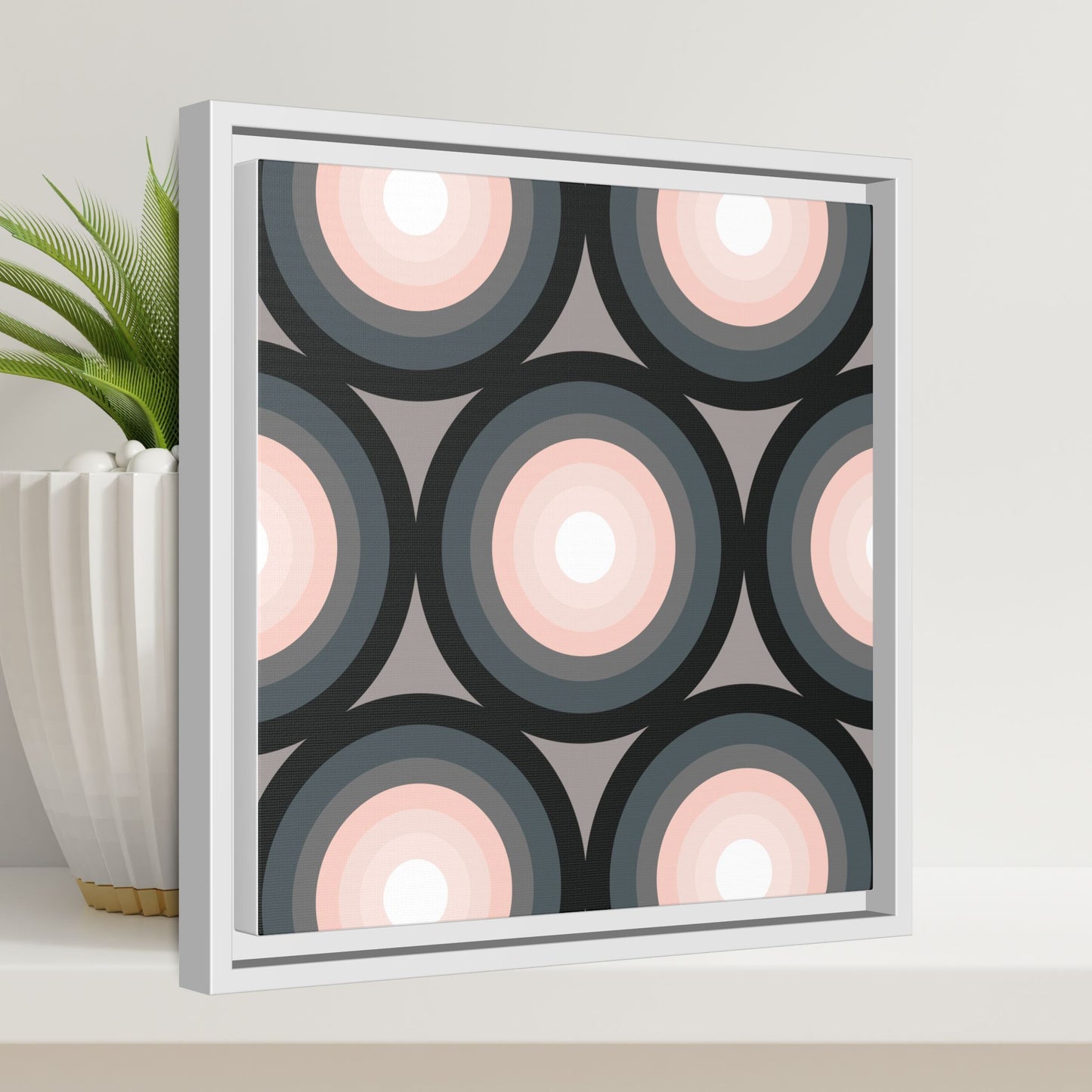 Modern Framed Geometric Canvas Art | Bold Color Meets Clean Framing