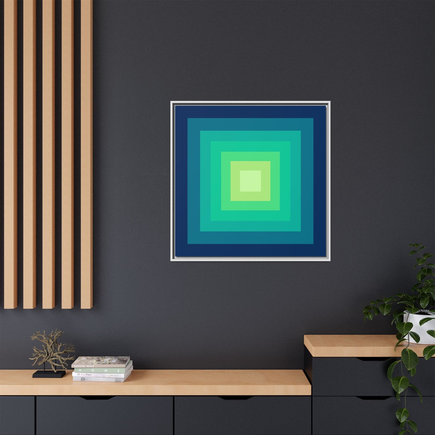 Modern Framed Geometric Canvas Art | Bold Color Meets Clean Framing