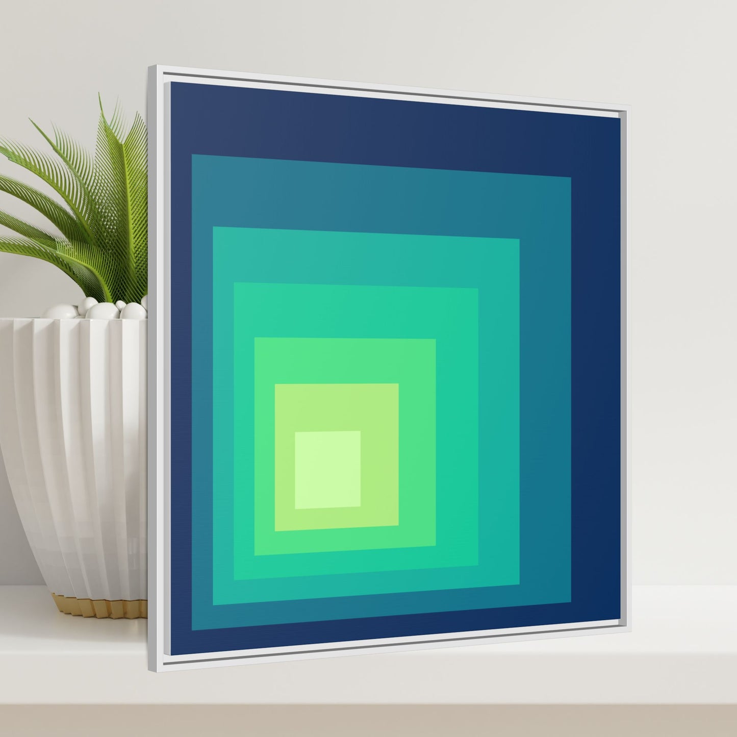 Modern Framed Geometric Canvas Art | Bold Color Meets Clean Framing