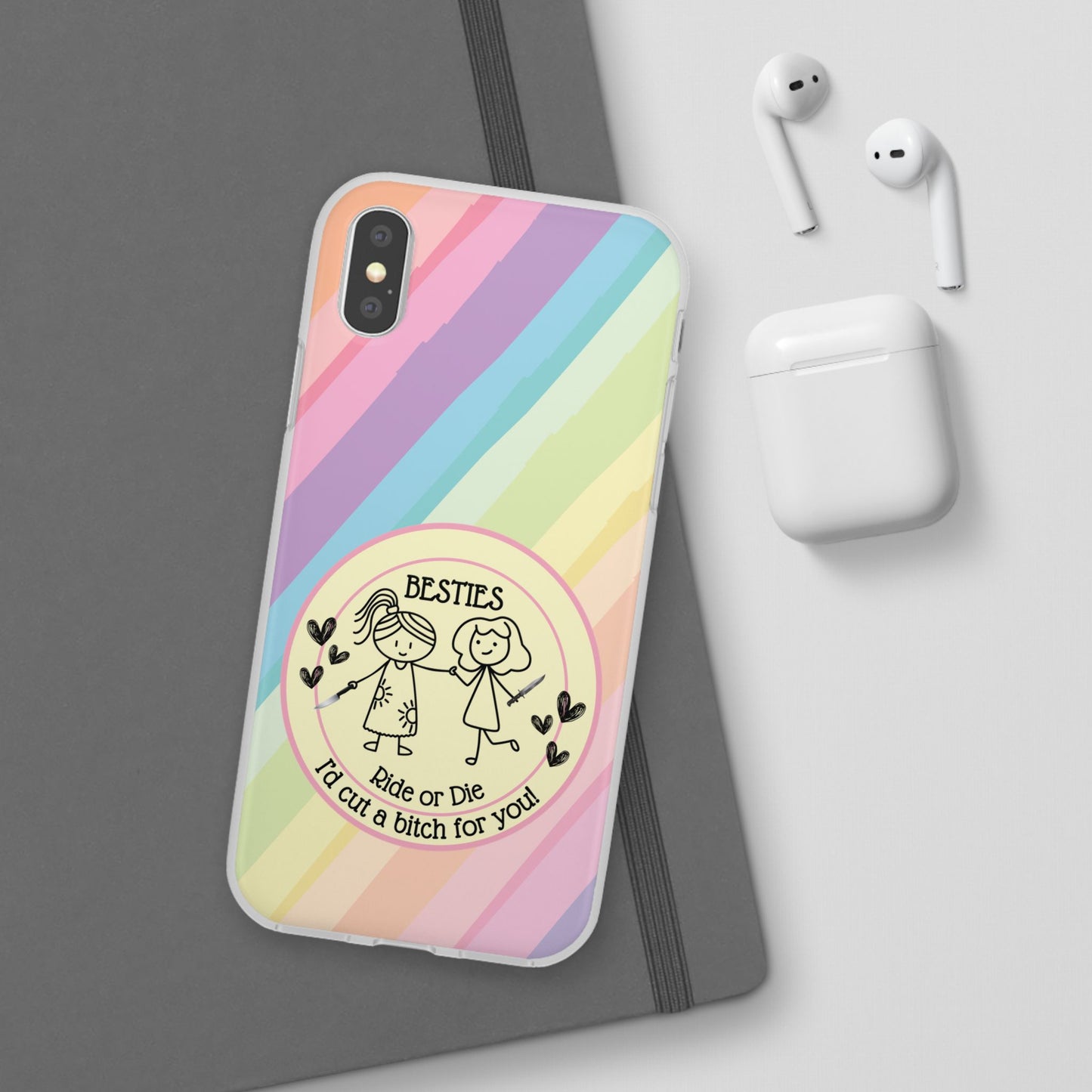 Phone Cases - Pastels Besties Ride or Die | "I'd Cut a Bitch for You"