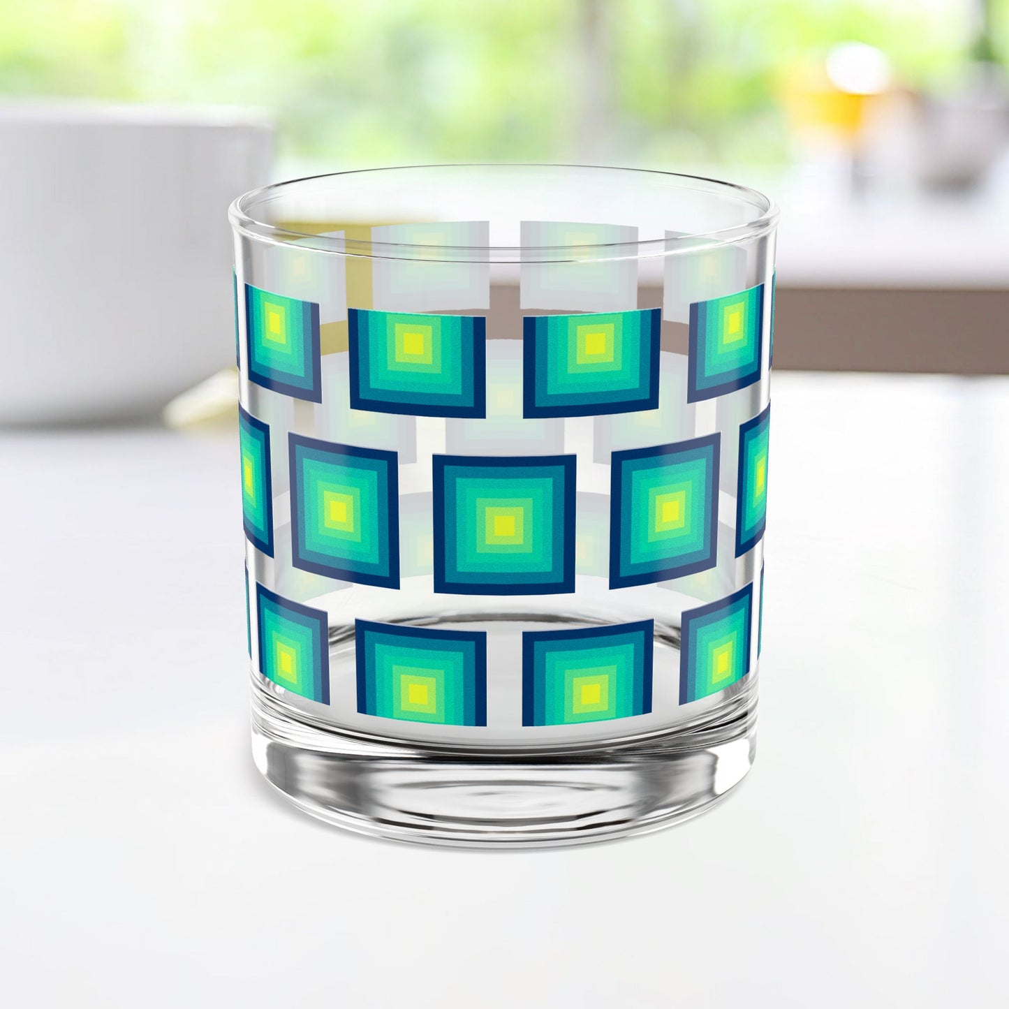 Vibrant Modern Retro Rocks Glass – 10oz