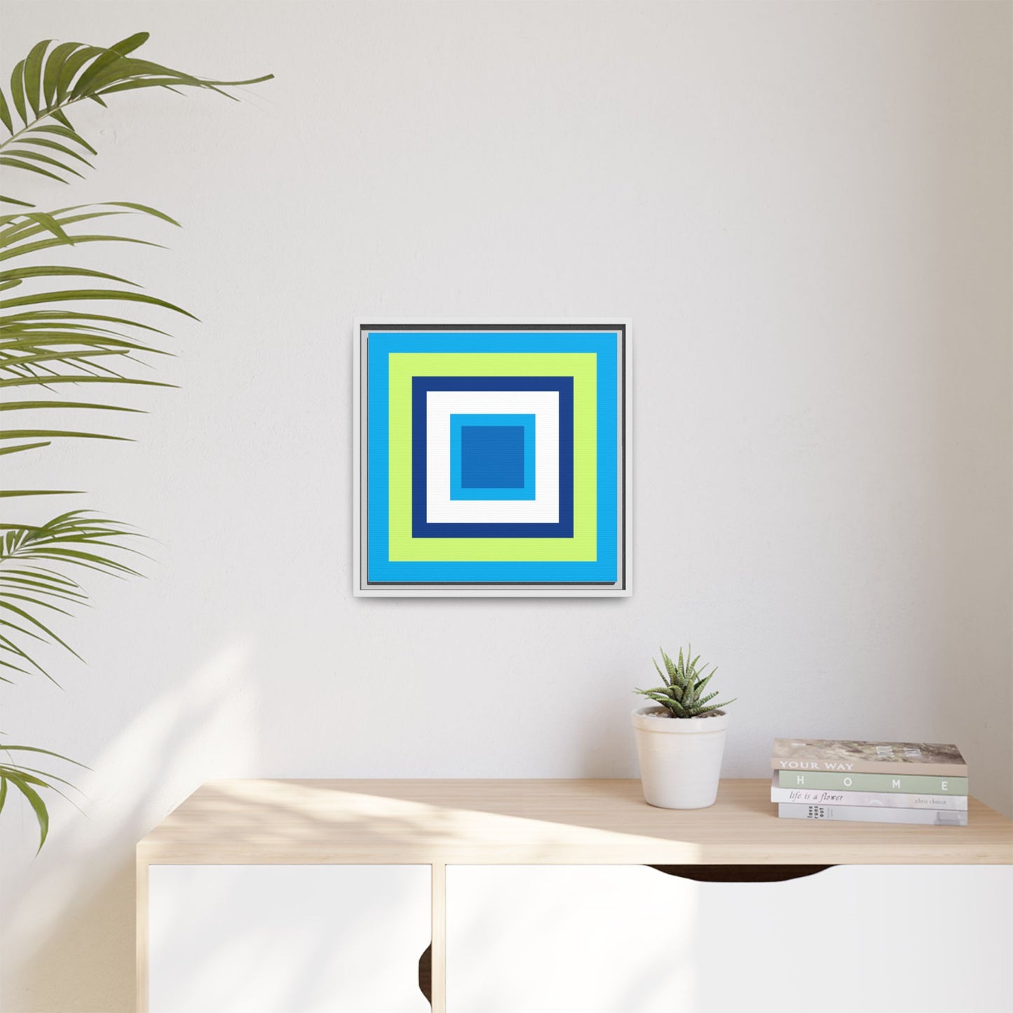 Modern Framed Geometric Canvas Art | Bold Color Meets Clean Framing