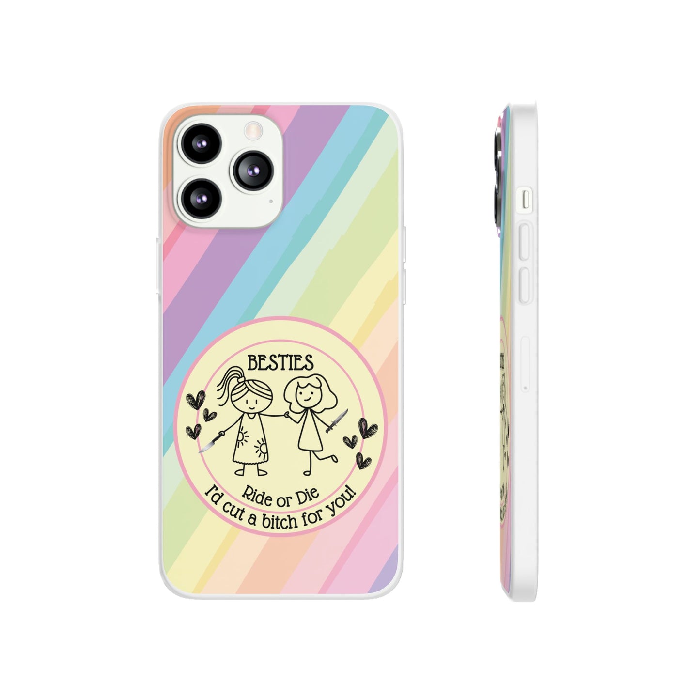 Phone Cases - Pastels Besties Ride or Die | "I'd Cut a Bitch for You"