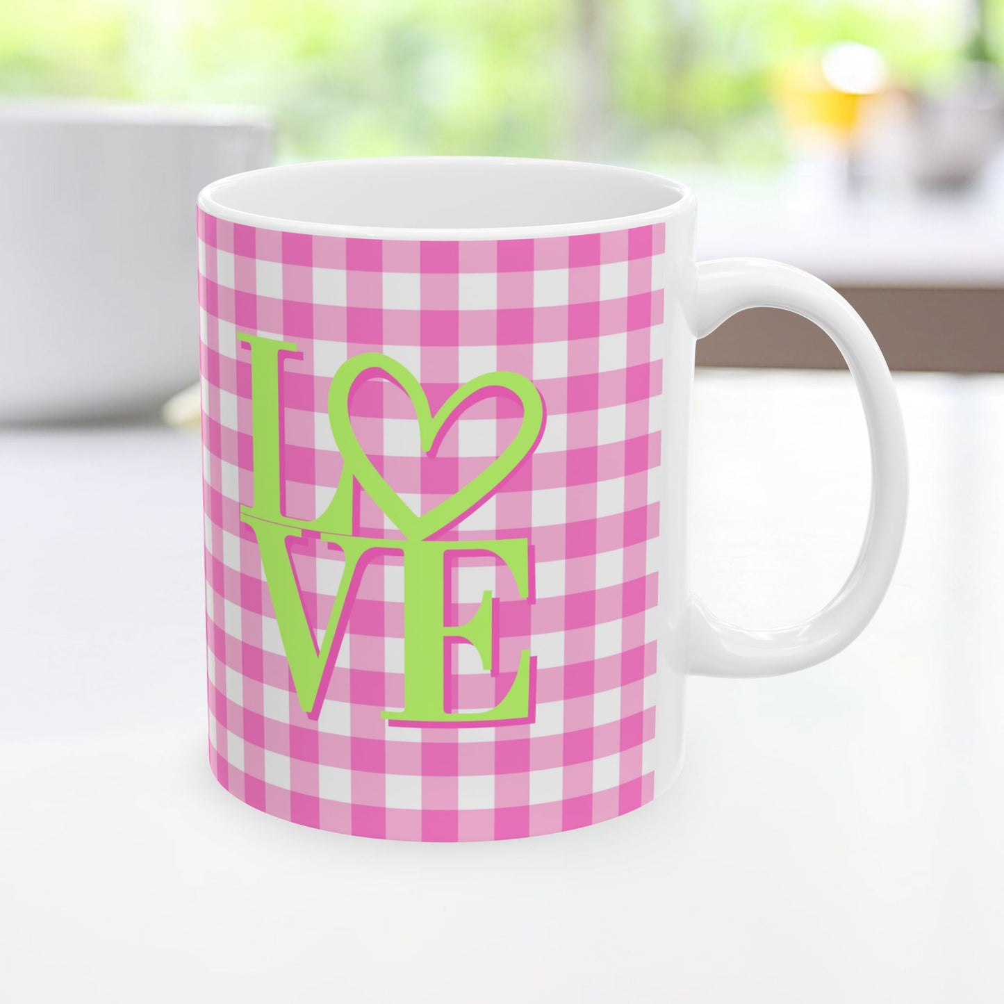 Gingham LOVE Mug – Bold Color, Daily Joy