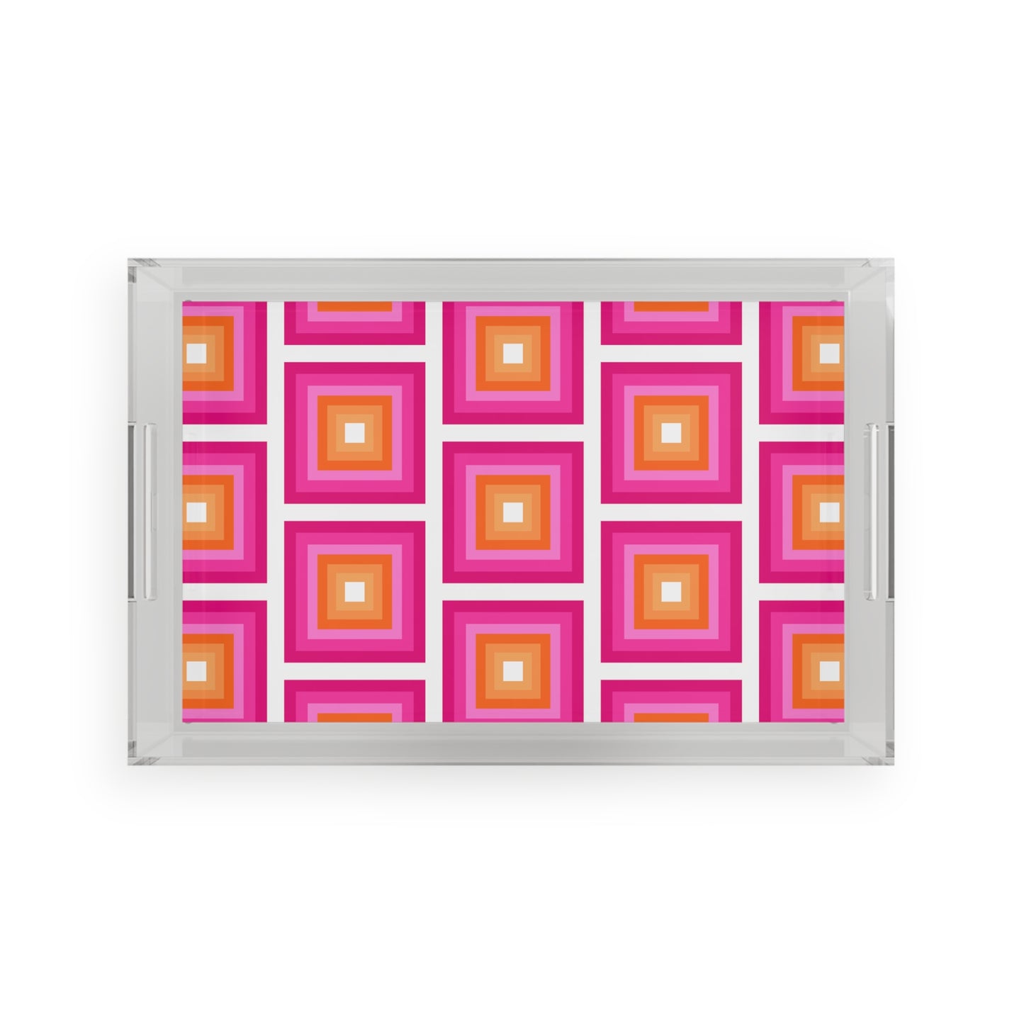 Modern Acrylic Tray with Bold Geometric Artwork