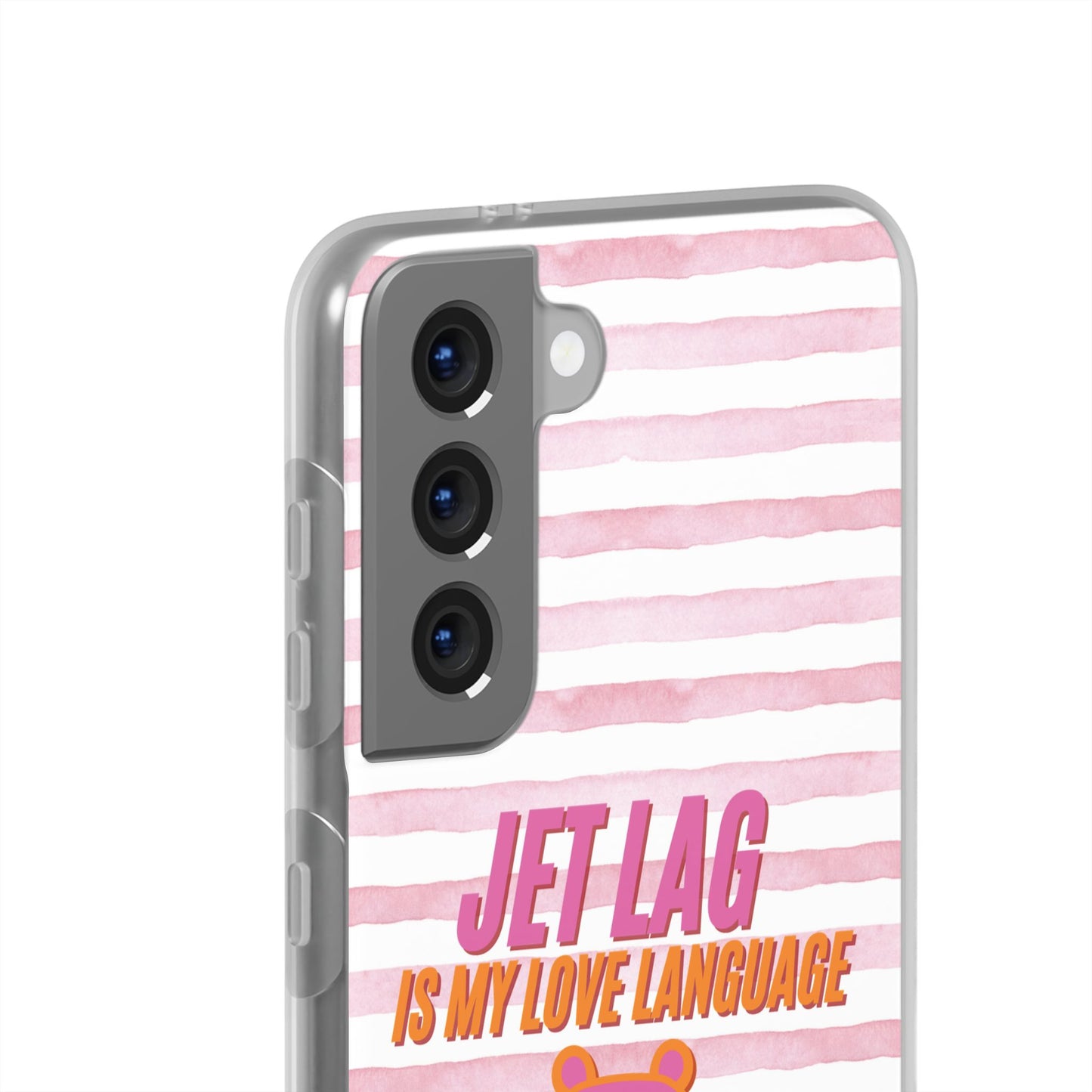 Phone Case - Jetlag is My Love Language Pink Stripe Flexi Case