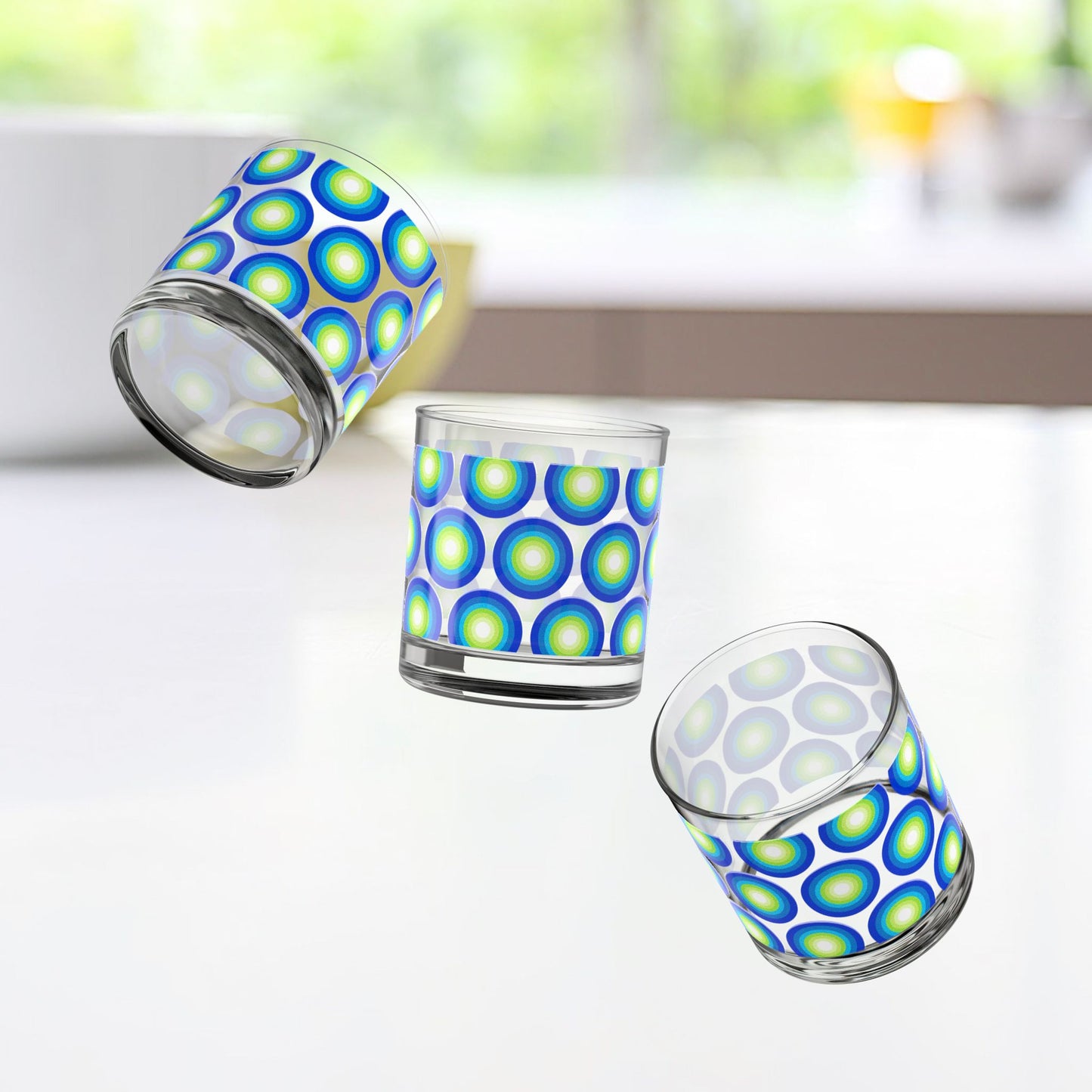 Vibrant Modern Retro Rocks Glass – 10oz