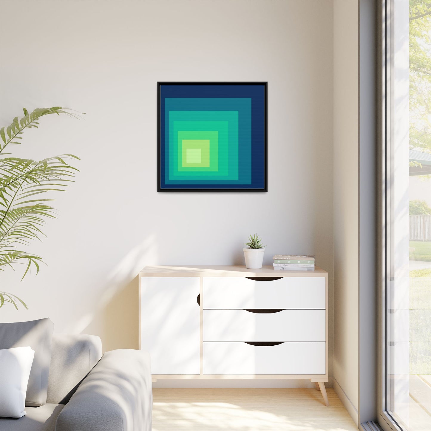 Modern Framed Geometric Canvas Art | Bold Color Meets Clean Framing