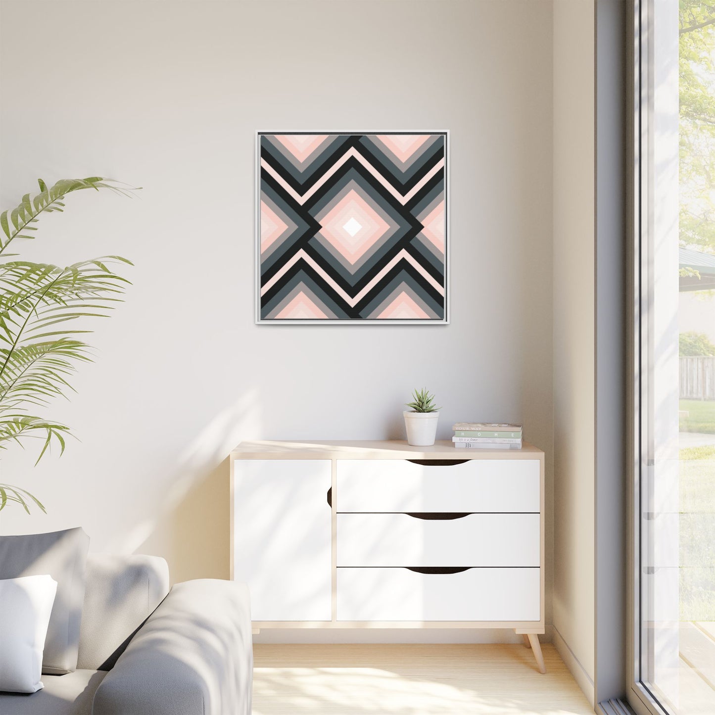 Modern Framed Geometric Canvas Art | Bold Color Meets Clean Framing
