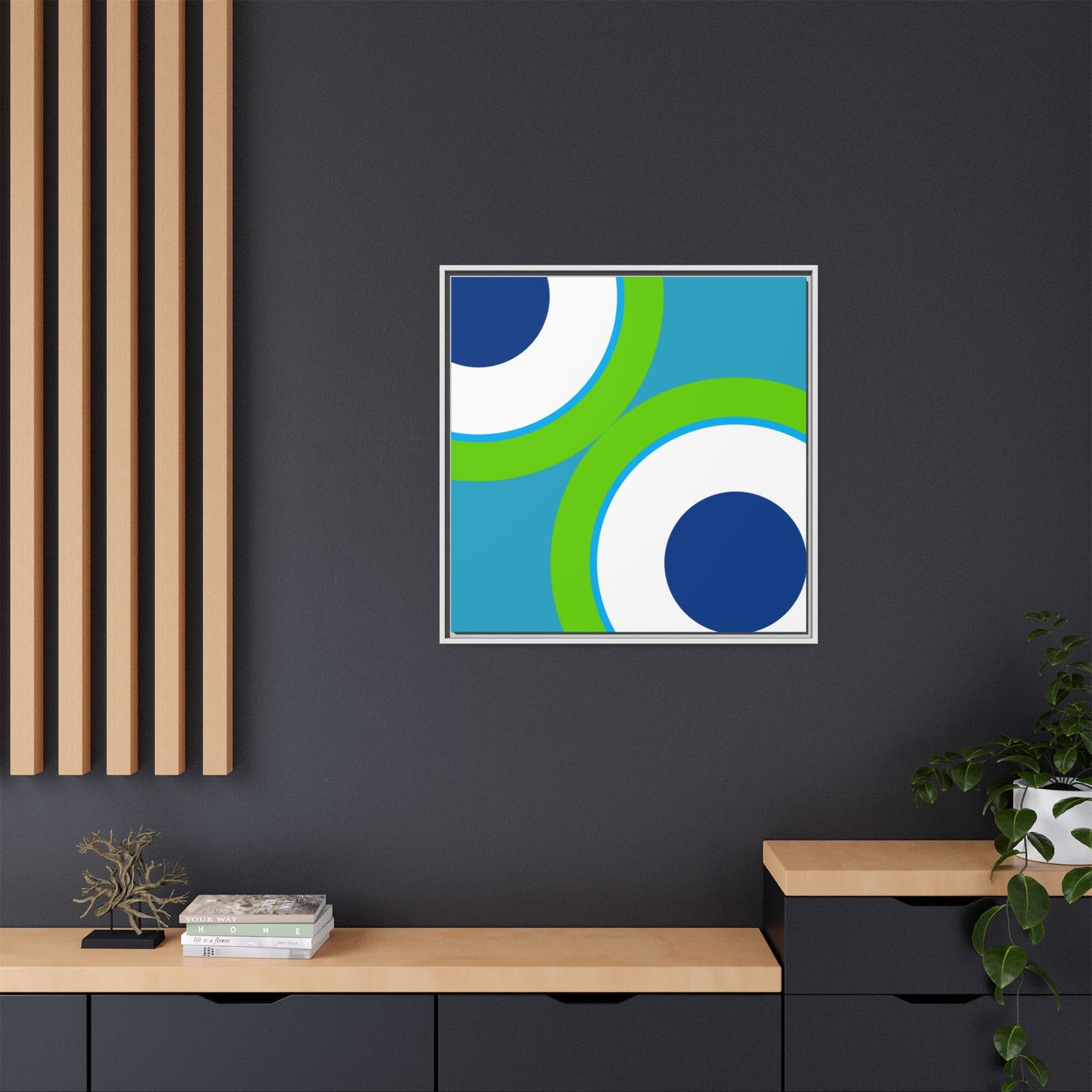 Modern Framed Geometric Canvas Art | Bold Color Meets Clean Framing