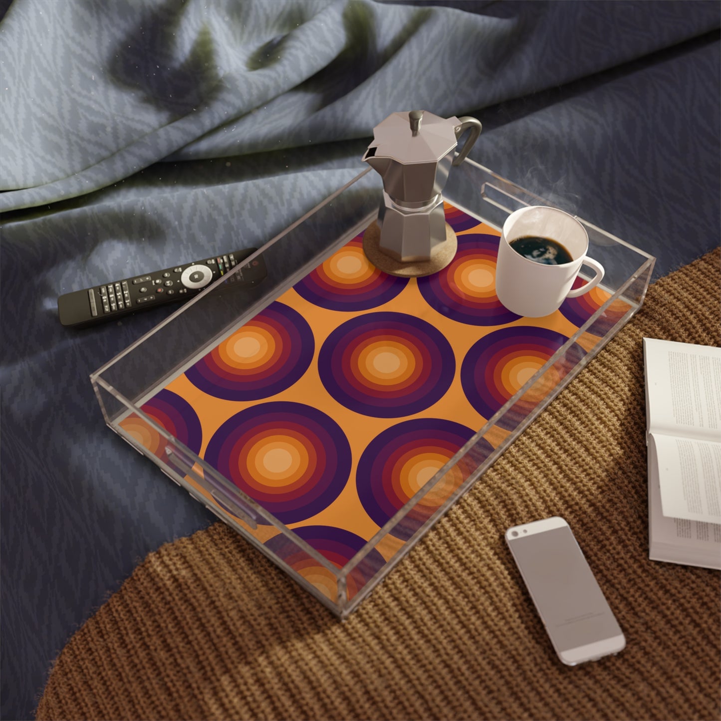 Modern Acrylic Tray with Bold Geometric Artwork