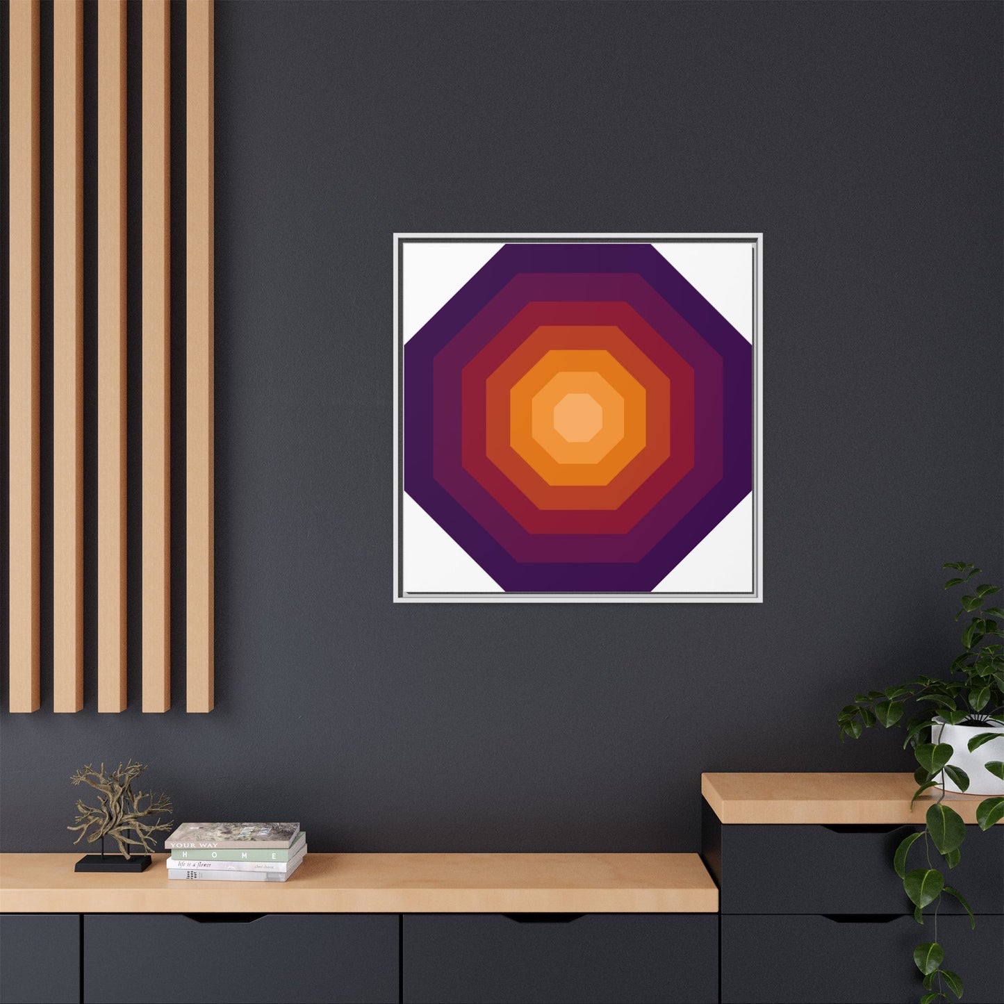Modern Framed Geometric Canvas Art | Bold Color Meets Clean Framing
