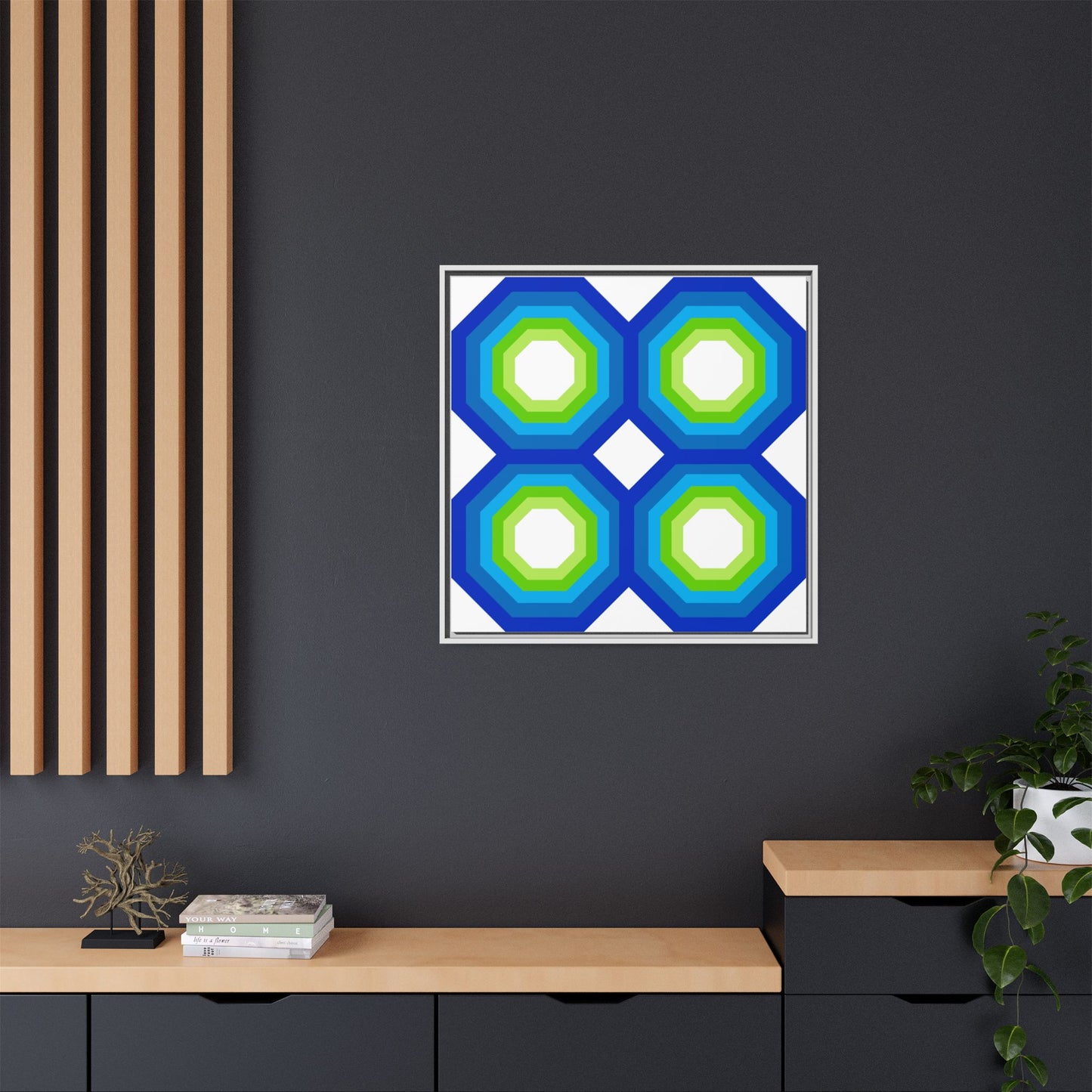 Modern Framed Geometric Canvas Art | Bold Color Meets Clean Framing