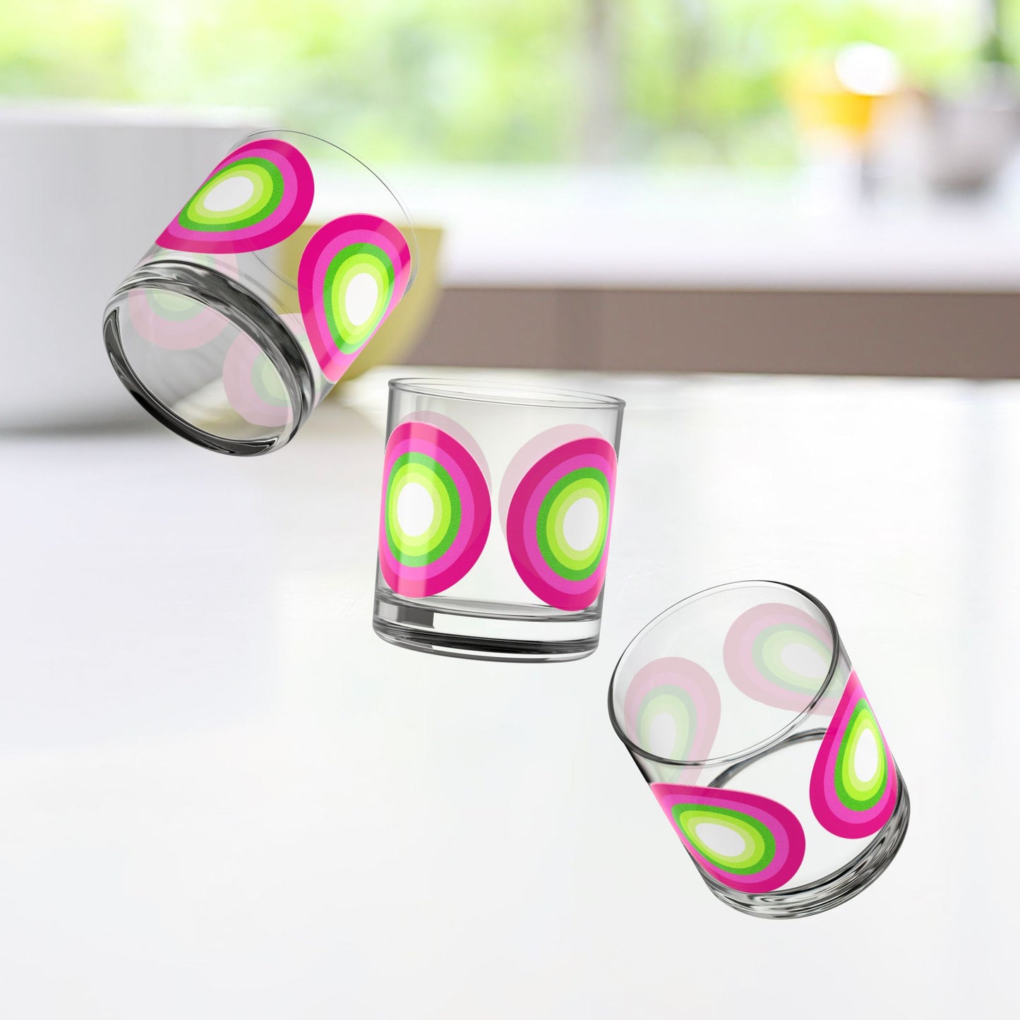 Vibrant Modern Retro Rocks Glass – 10oz