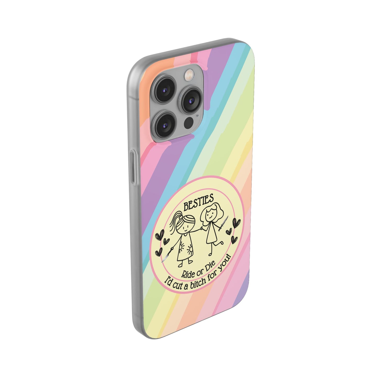 Phone Cases - Pastels Besties Ride or Die | "I'd Cut a Bitch for You"