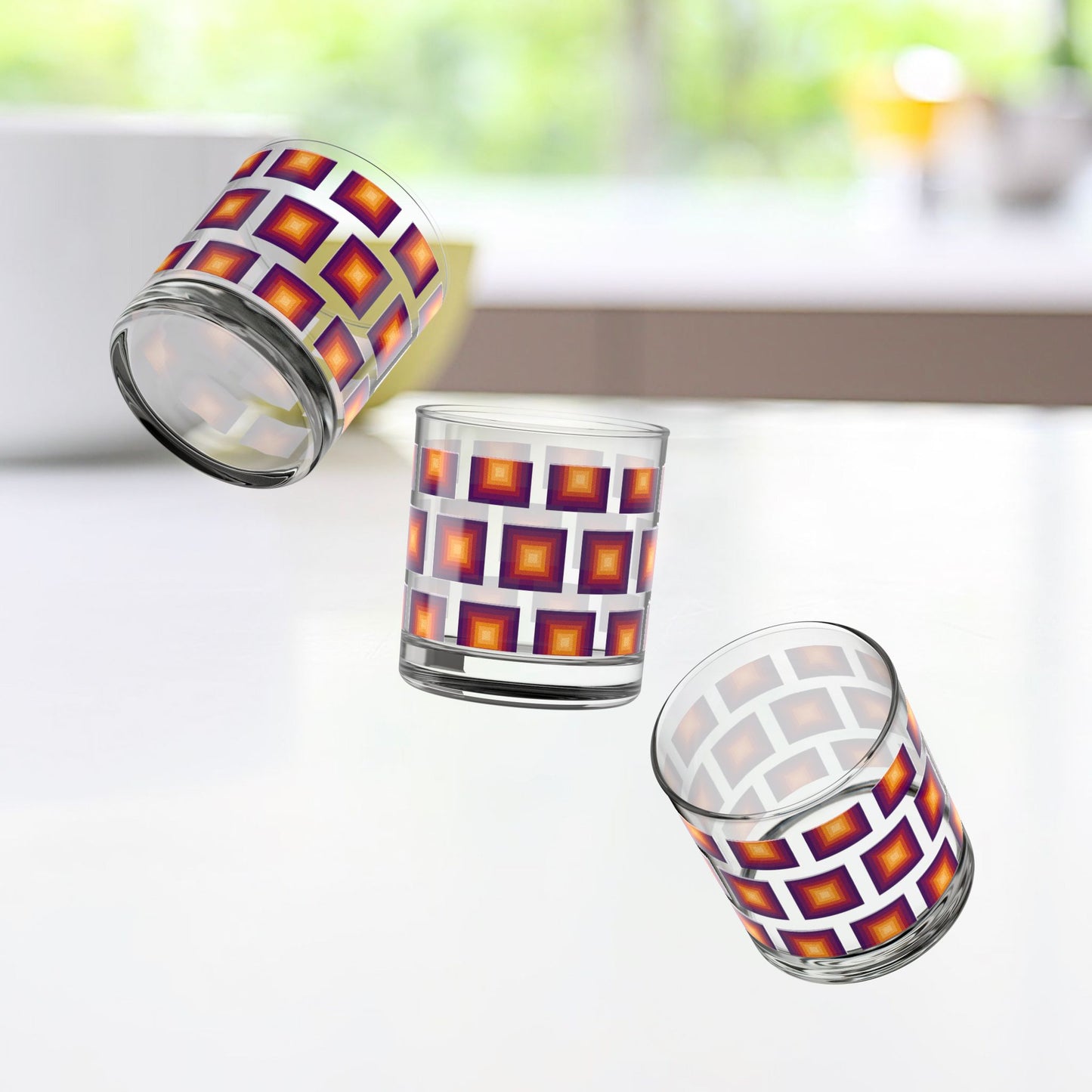 Vibrant Modern Retro Rocks Glass – 10oz