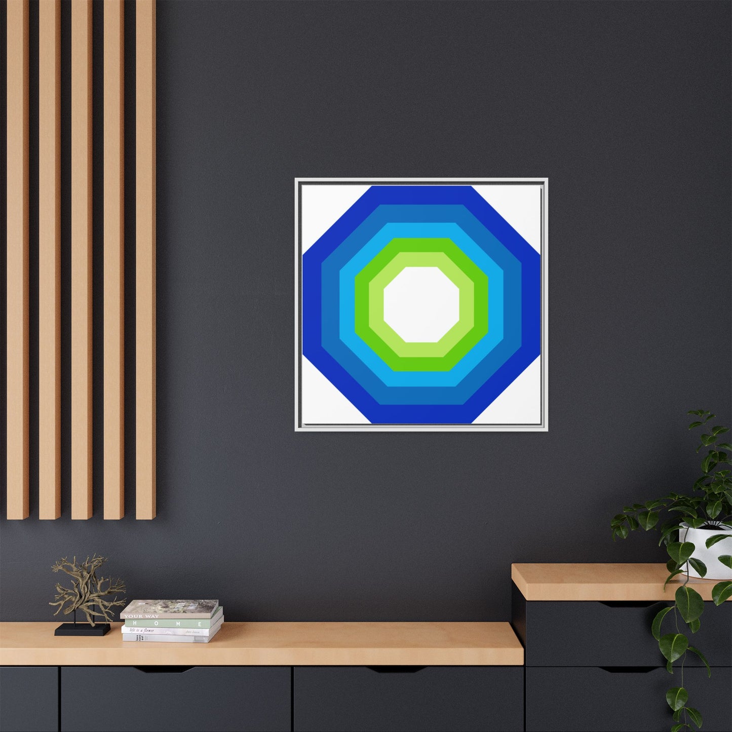 Modern Framed Geometric Canvas Art | Bold Color Meets Clean Framing