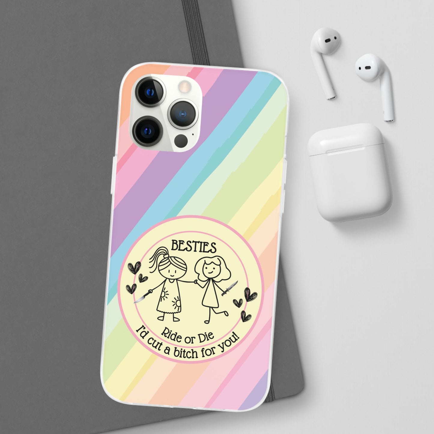 Phone Cases - Pastels Besties Ride or Die | "I'd Cut a Bitch for You"