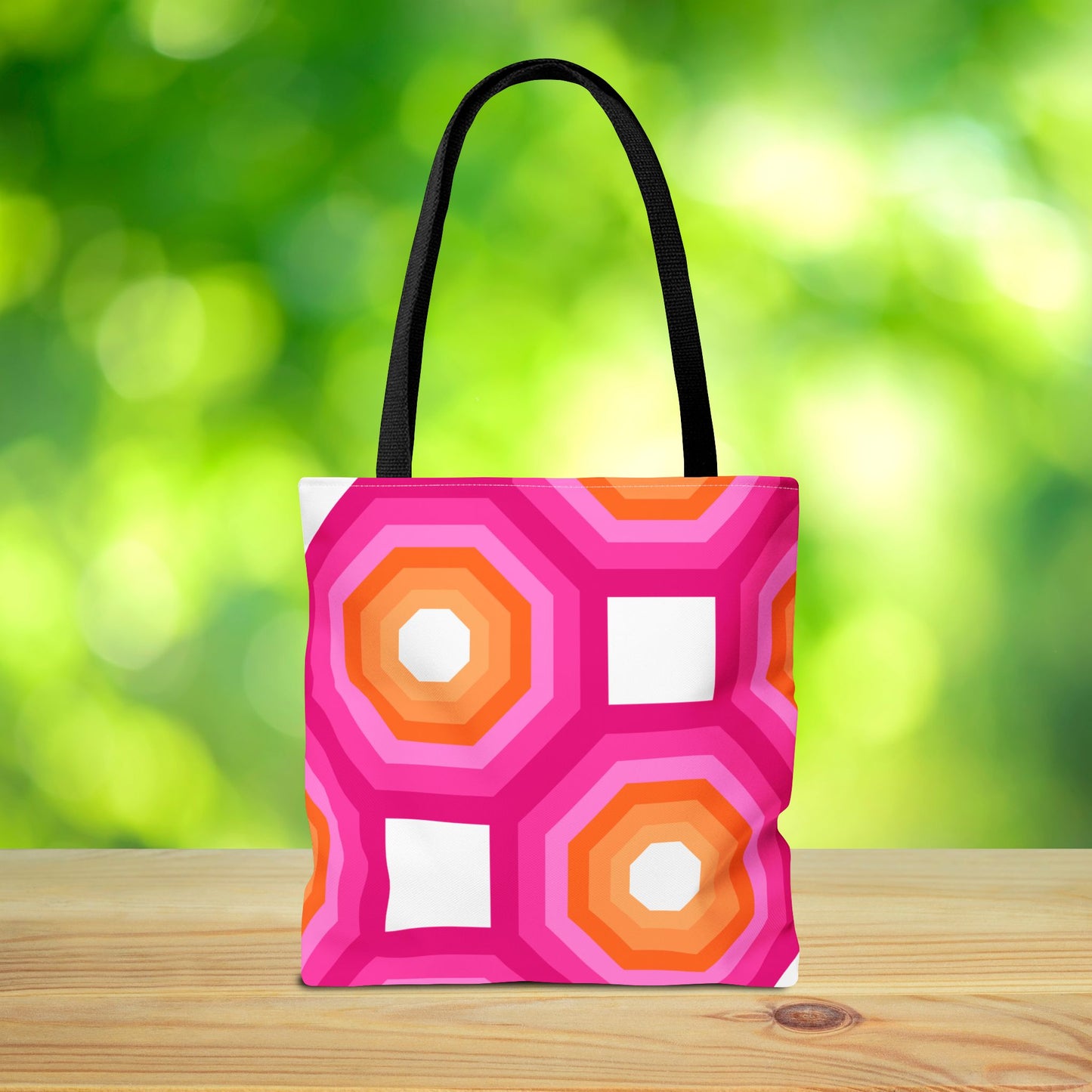 Geometric Art Tote Bag – 3 sizes | Bold lines. Vivid color. Retro with a modern twist.