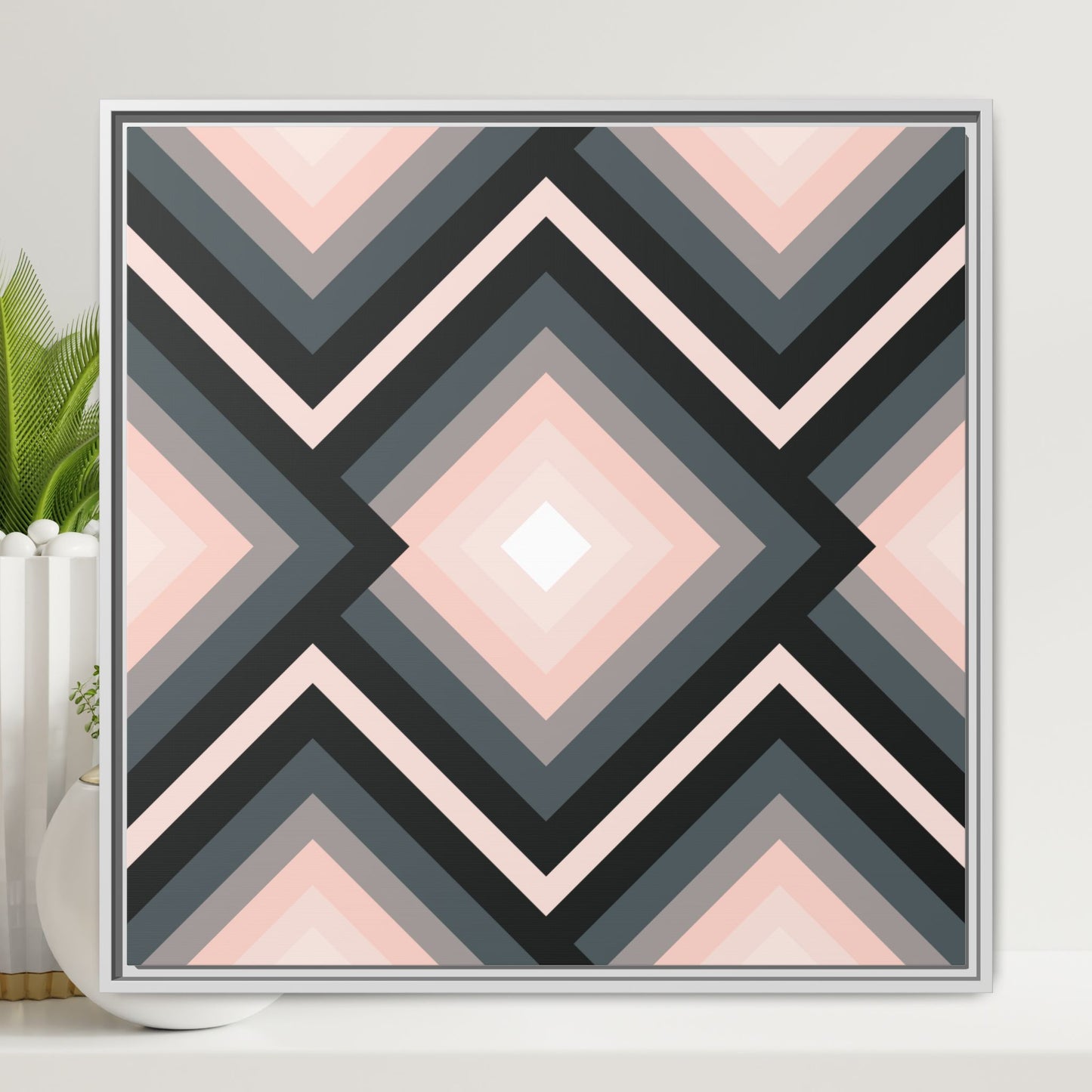 Modern Framed Geometric Canvas Art | Bold Color Meets Clean Framing