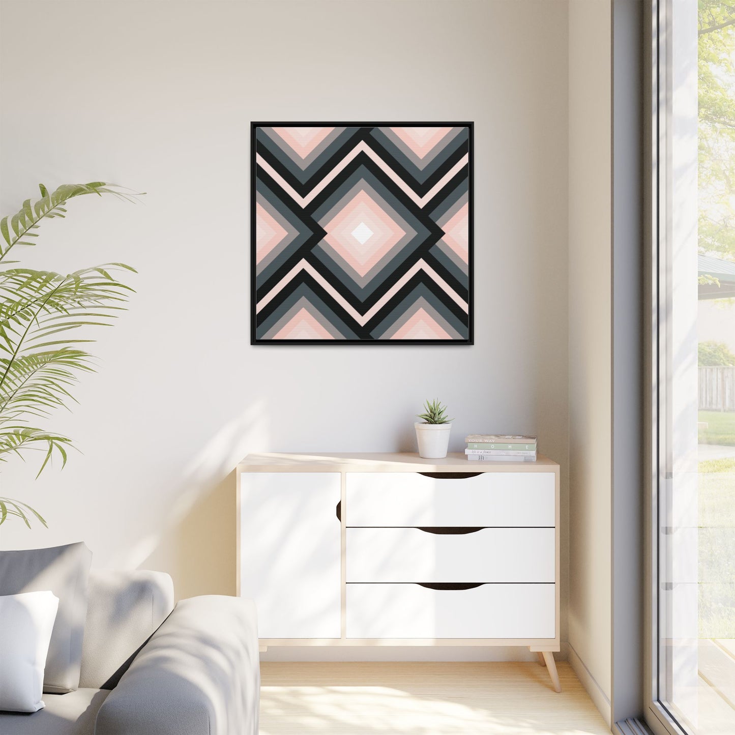 Modern Framed Geometric Canvas Art | Bold Color Meets Clean Framing