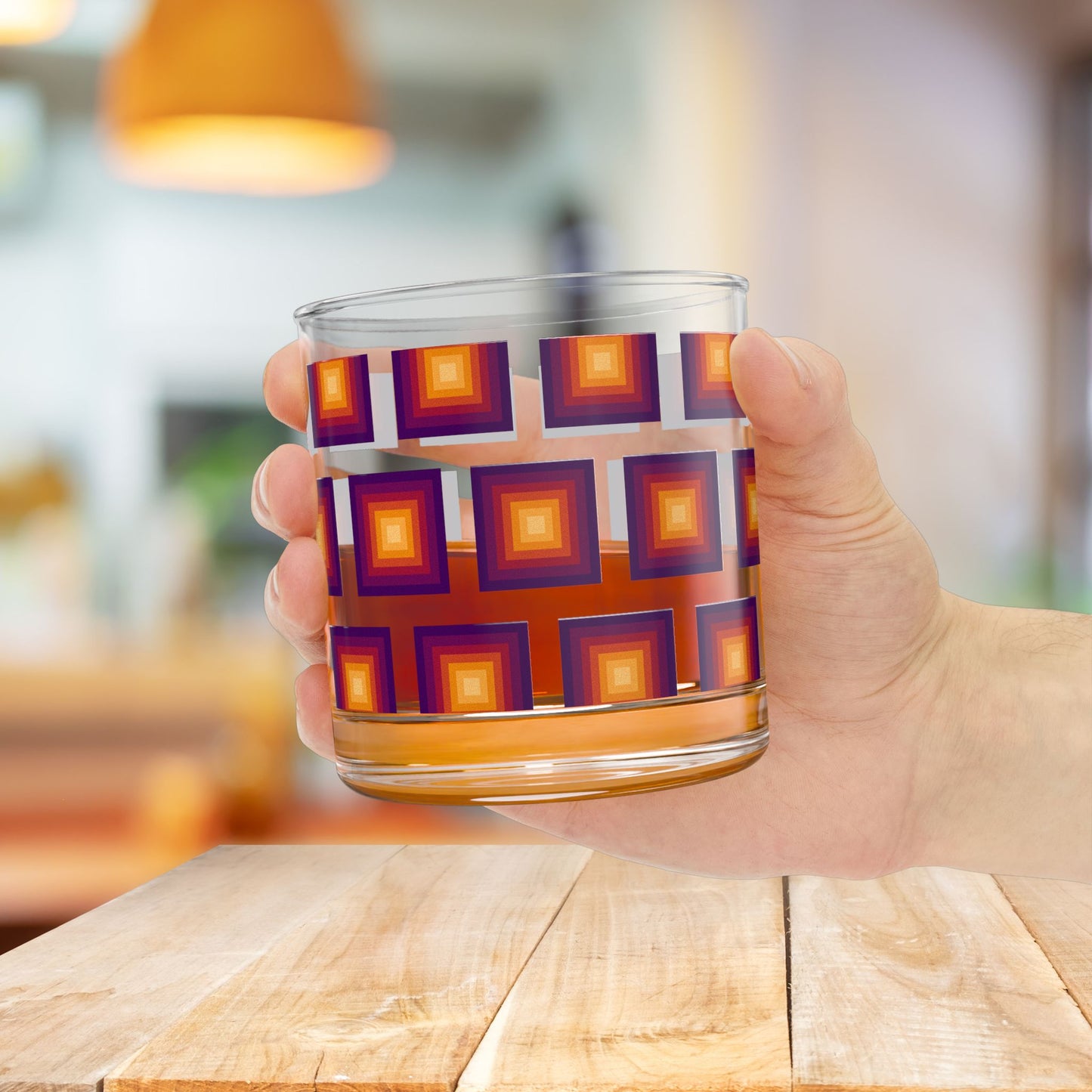 Vibrant Modern Retro Rocks Glass – 10oz