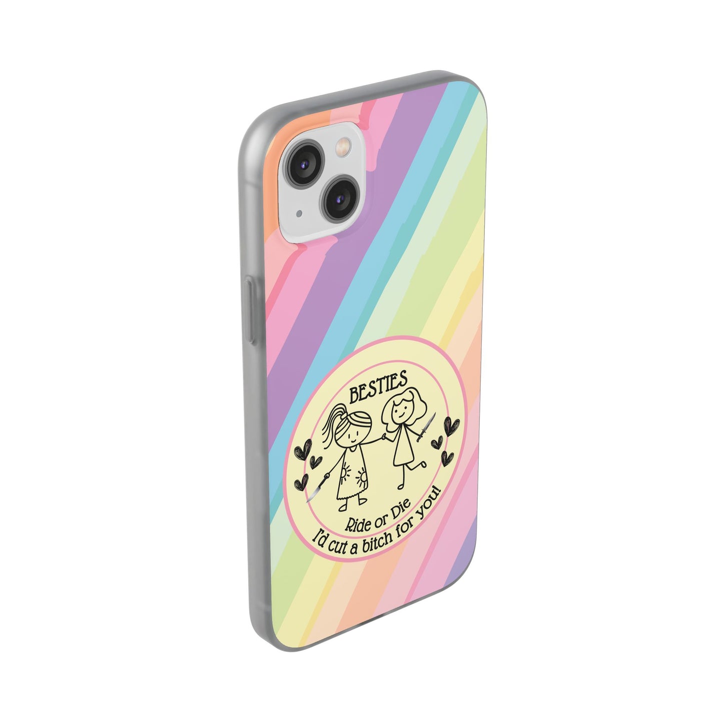 Phone Cases - Pastels Besties Ride or Die | "I'd Cut a Bitch for You"