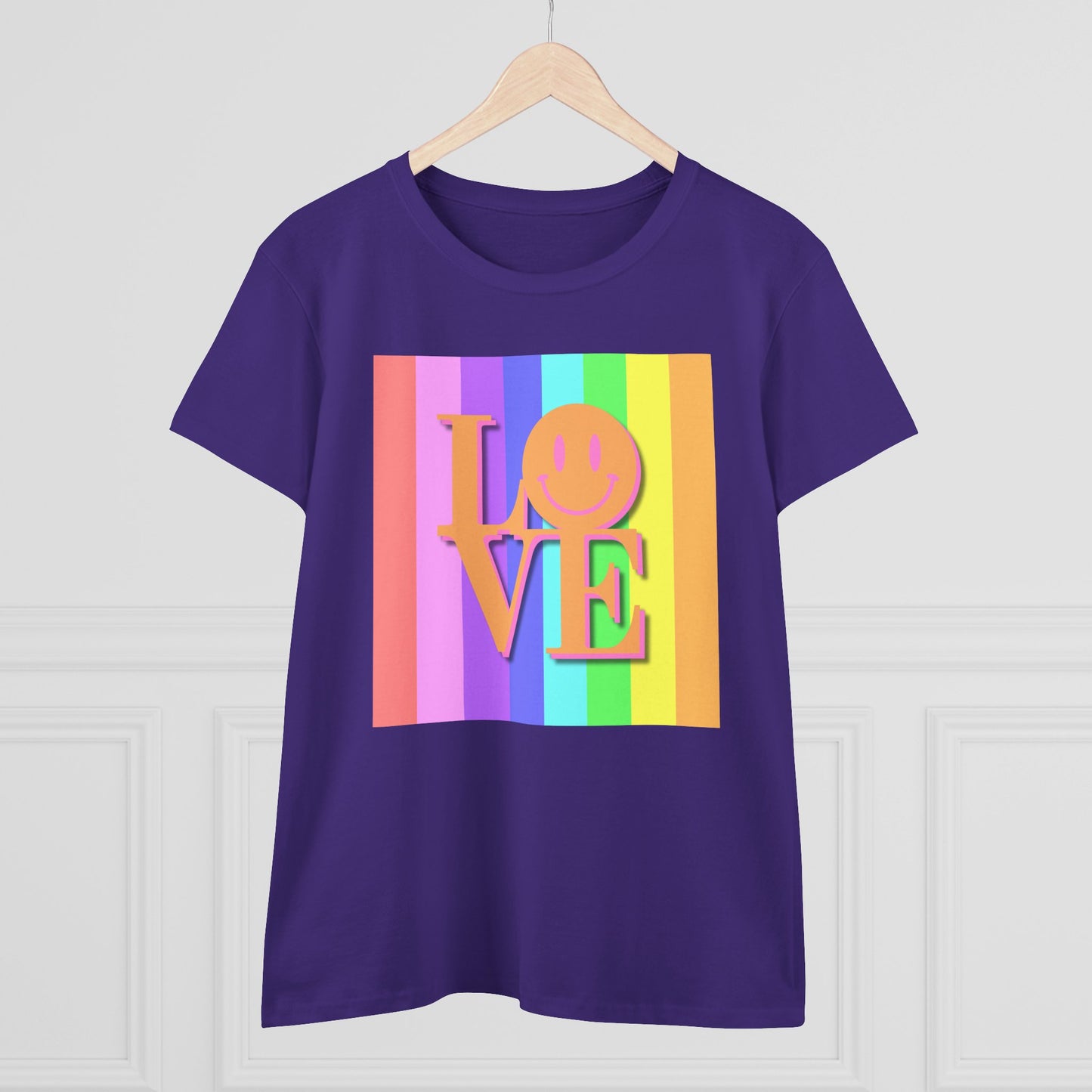 Universal Pastel Rainbow Love Sign Women’s T-Shirt – Spread Love in Style