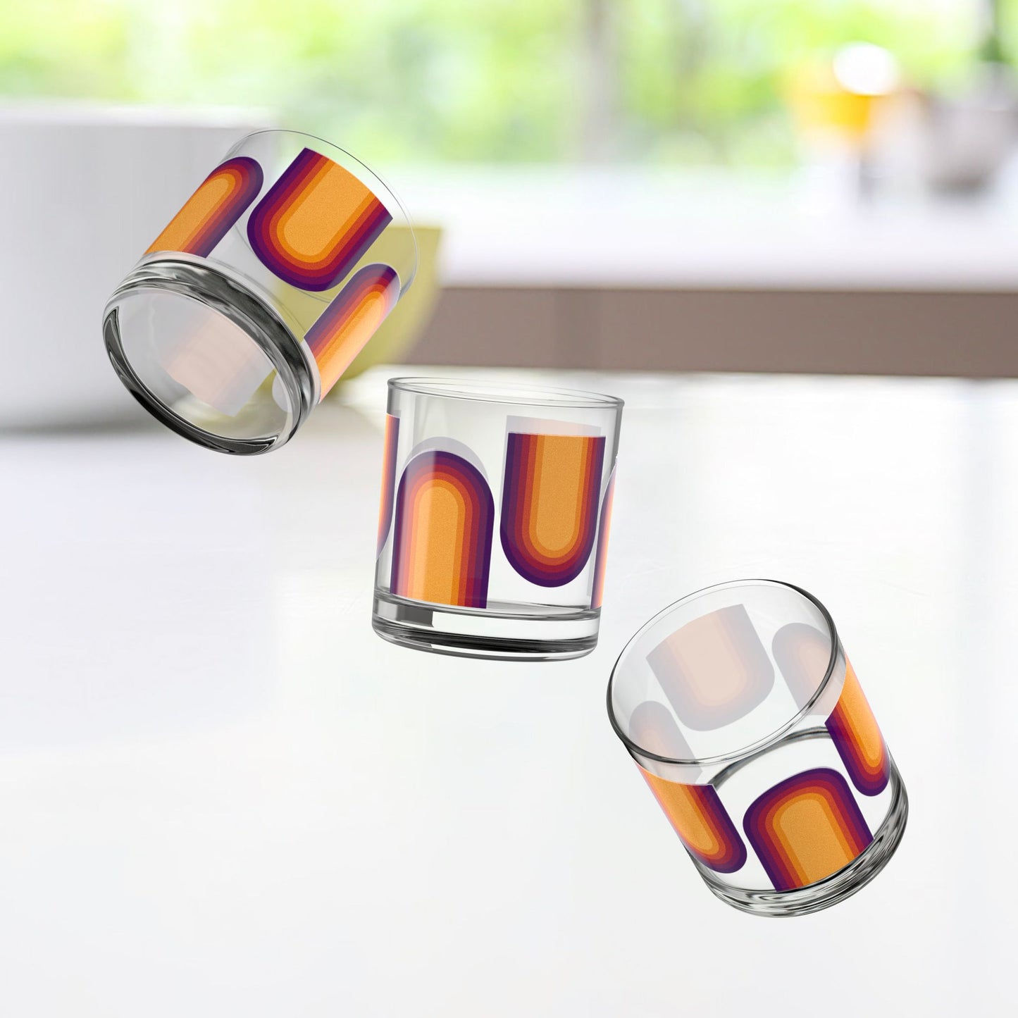 Vibrant Modern Retro Rocks Glass – 10oz