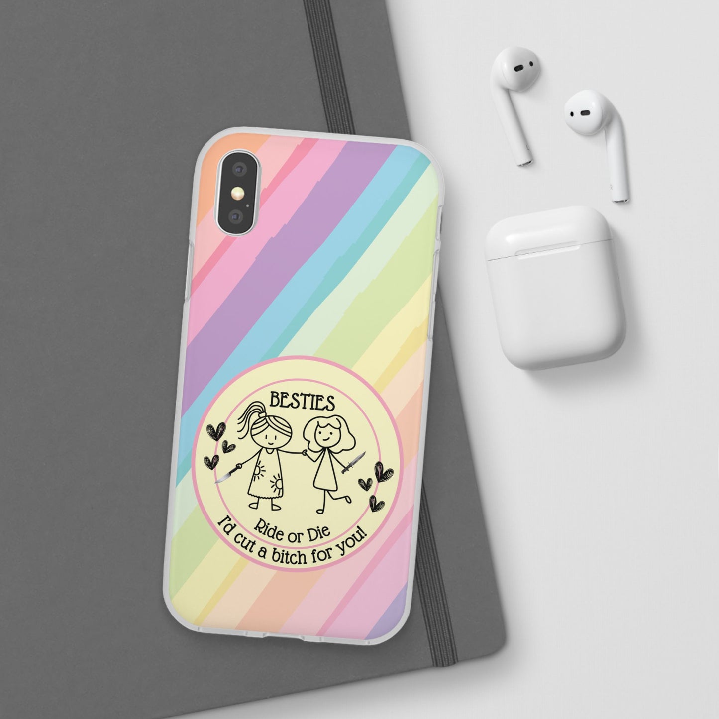 Phone Cases - Pastels Besties Ride or Die | "I'd Cut a Bitch for You"