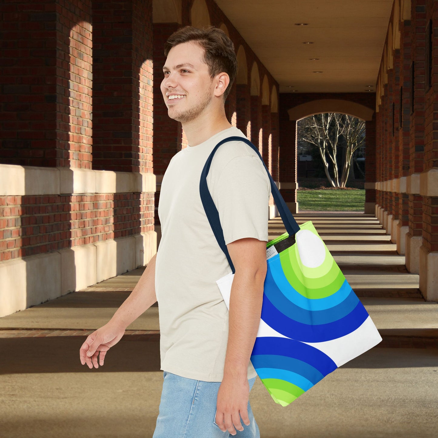 Geometric Art Tote Bag – 3 sizes | Bold lines. Vivid color. Retro with a modern twist.