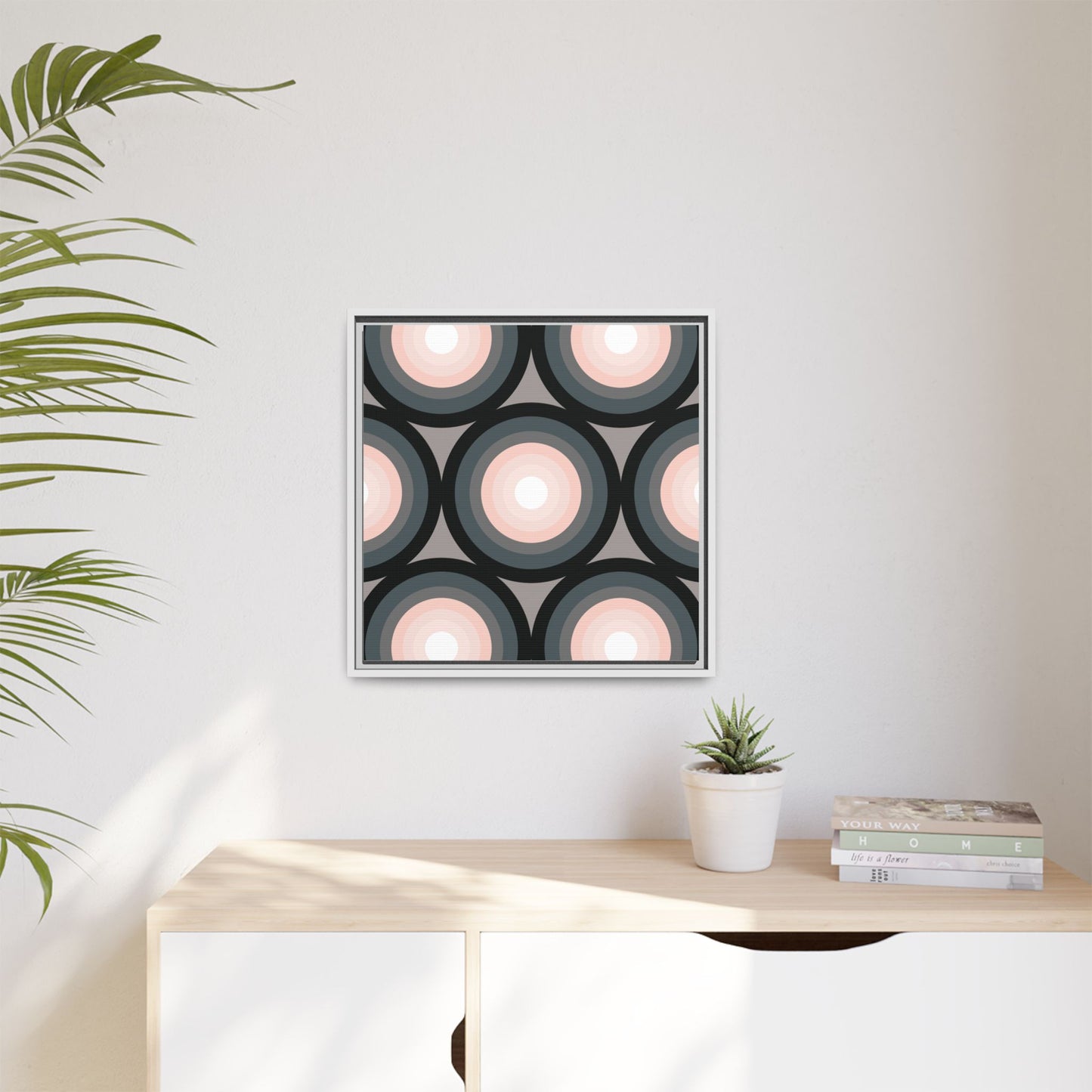 Modern Framed Geometric Canvas Art | Bold Color Meets Clean Framing