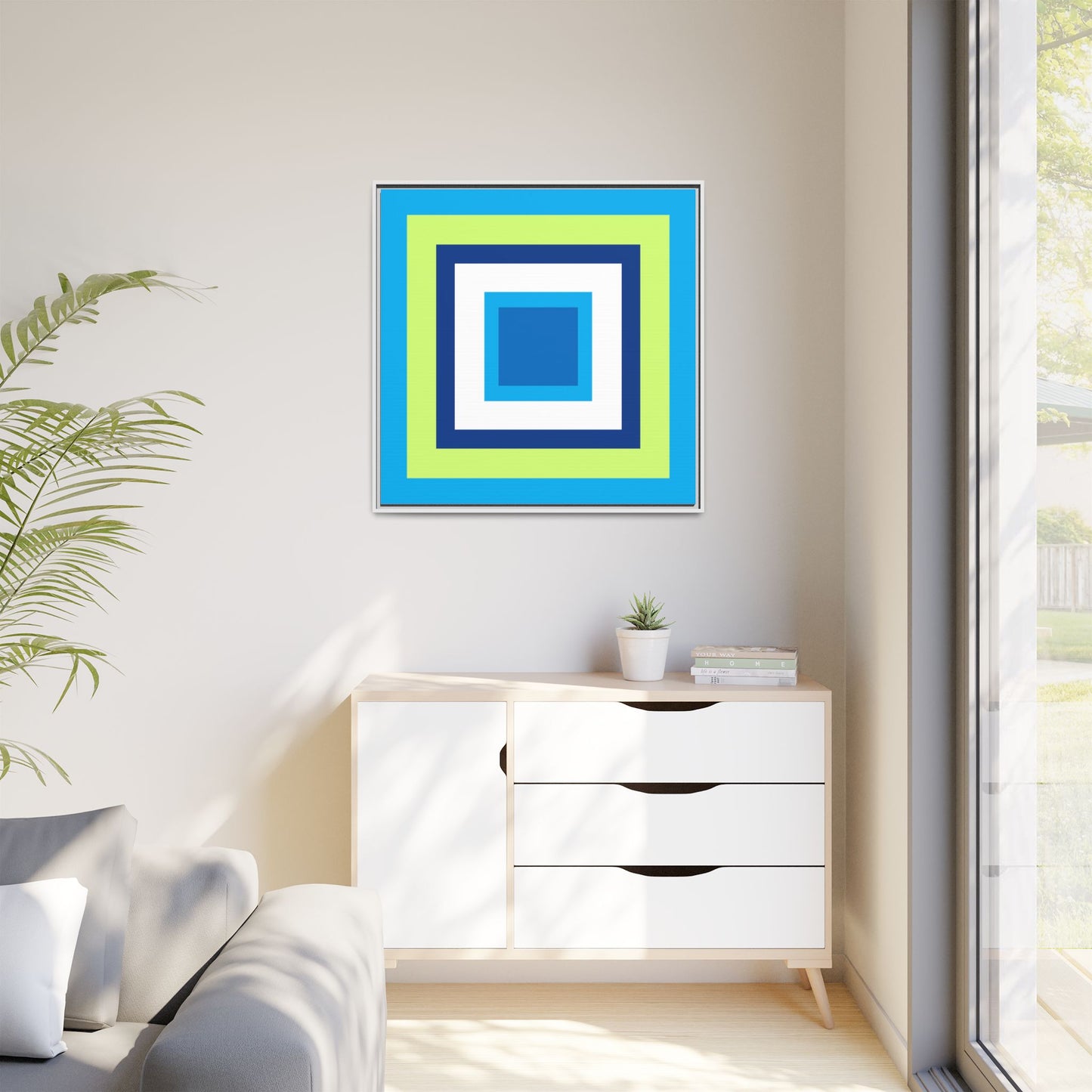 Modern Framed Geometric Canvas Art | Bold Color Meets Clean Framing