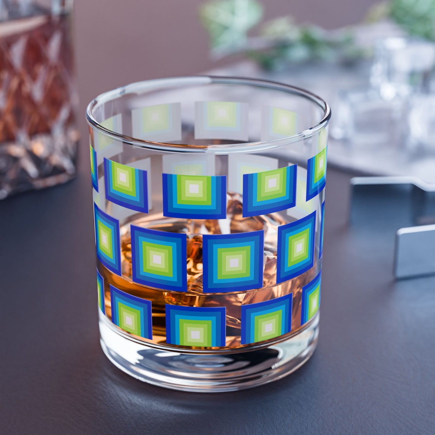 Vibrant Modern Retro Rocks Glass – 10oz