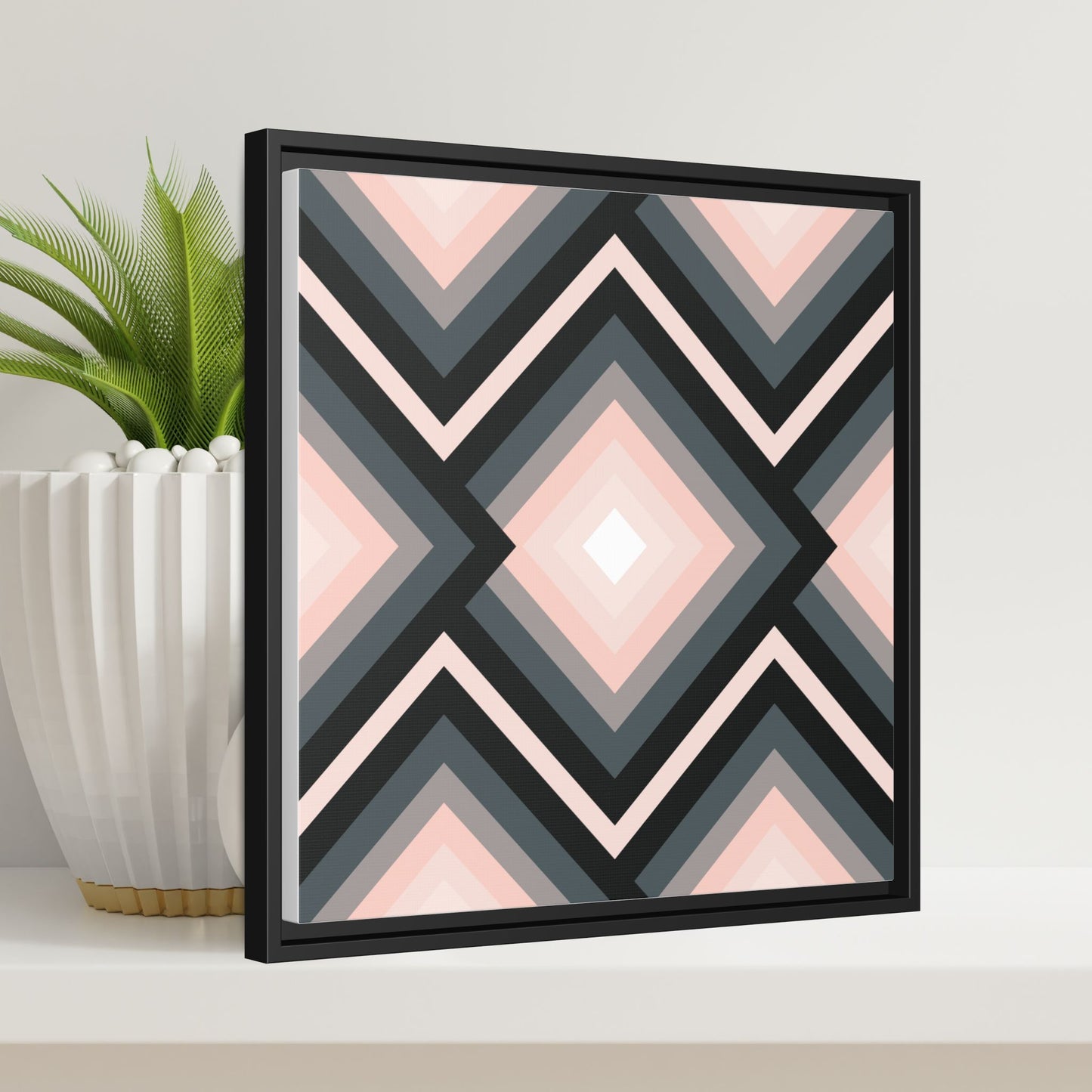 Modern Framed Geometric Canvas Art | Bold Color Meets Clean Framing