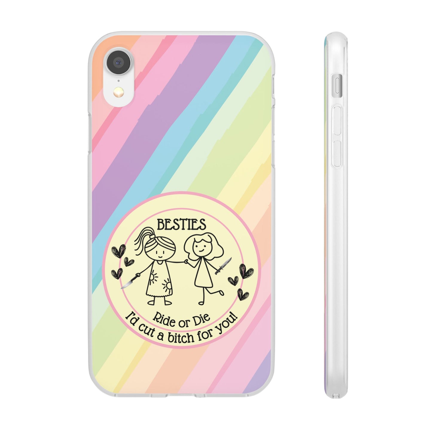 Phone Cases - Pastels Besties Ride or Die | "I'd Cut a Bitch for You"
