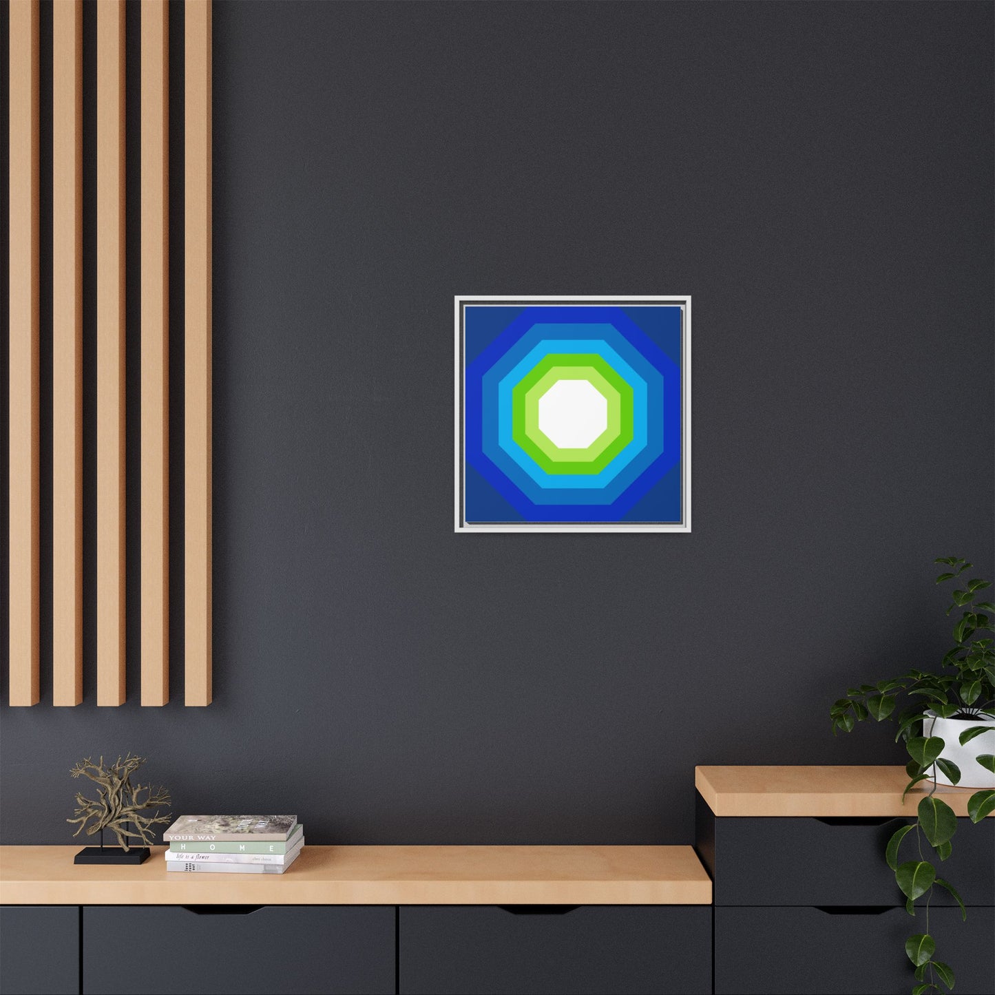 Modern Framed Geometric Canvas Art | Bold Color Meets Clean Framing