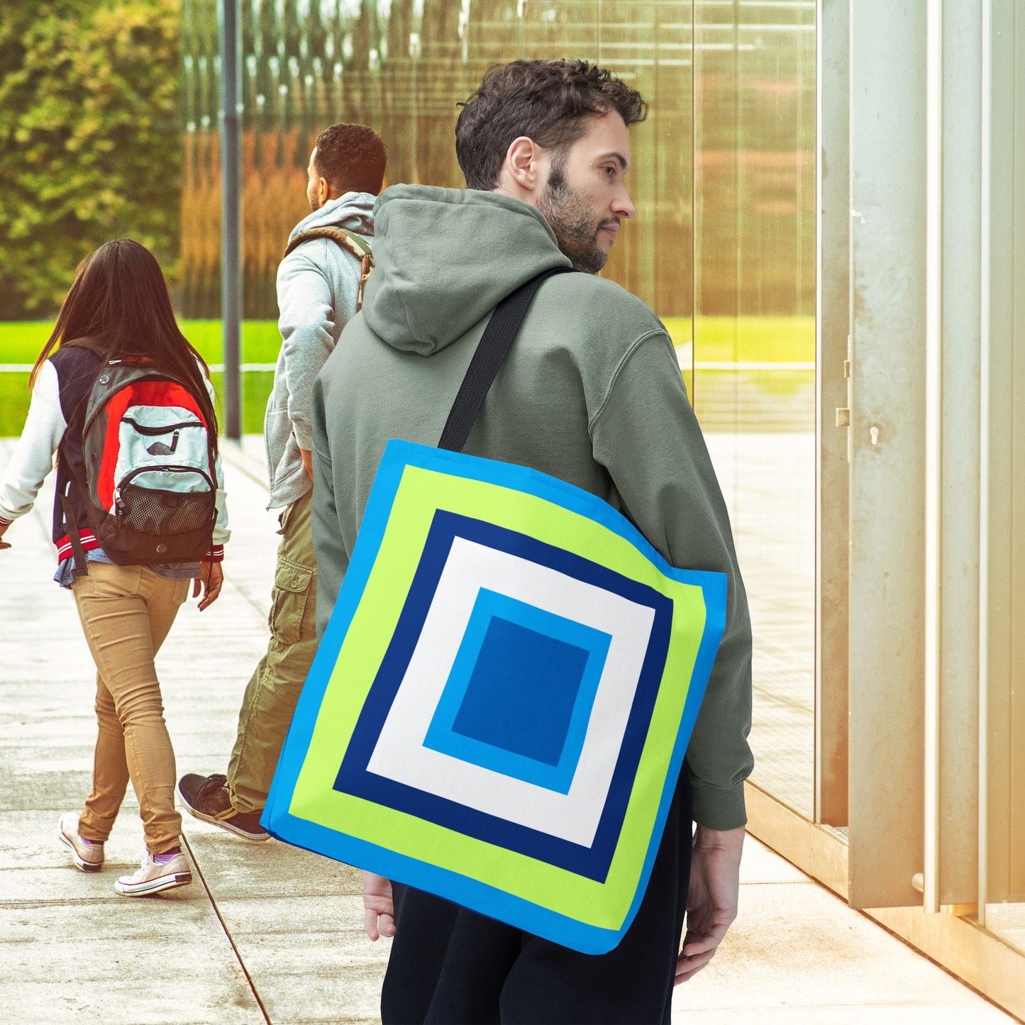 Geometric Art XII Tote Bag – 3 sizes | Bold lines. Vivid color. Retro with a modern twist.