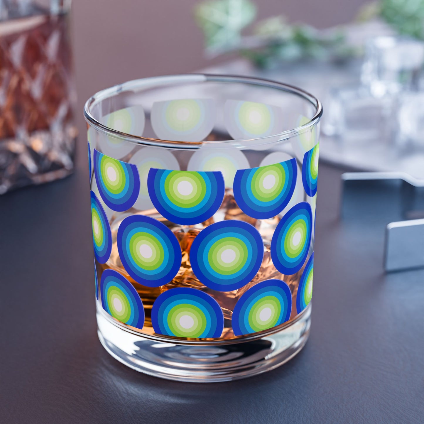 Vibrant Modern Retro Rocks Glass – 10oz