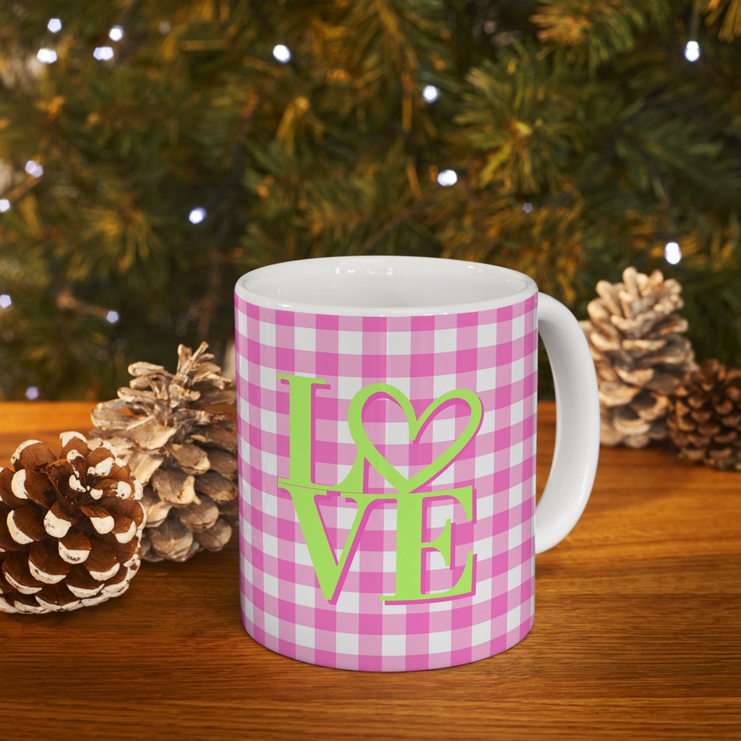 Gingham LOVE Mug – Bold Color, Daily Joy