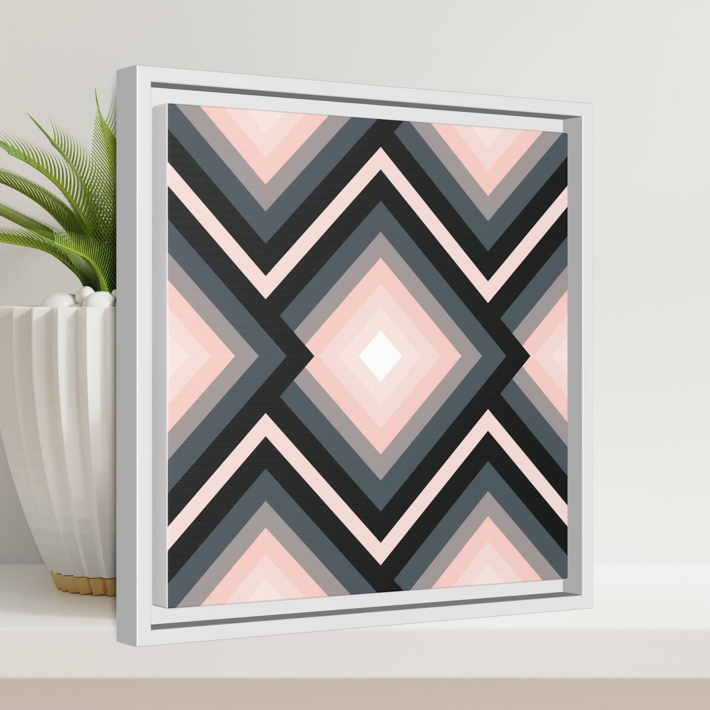 Modern Framed Geometric Canvas Art | Bold Color Meets Clean Framing