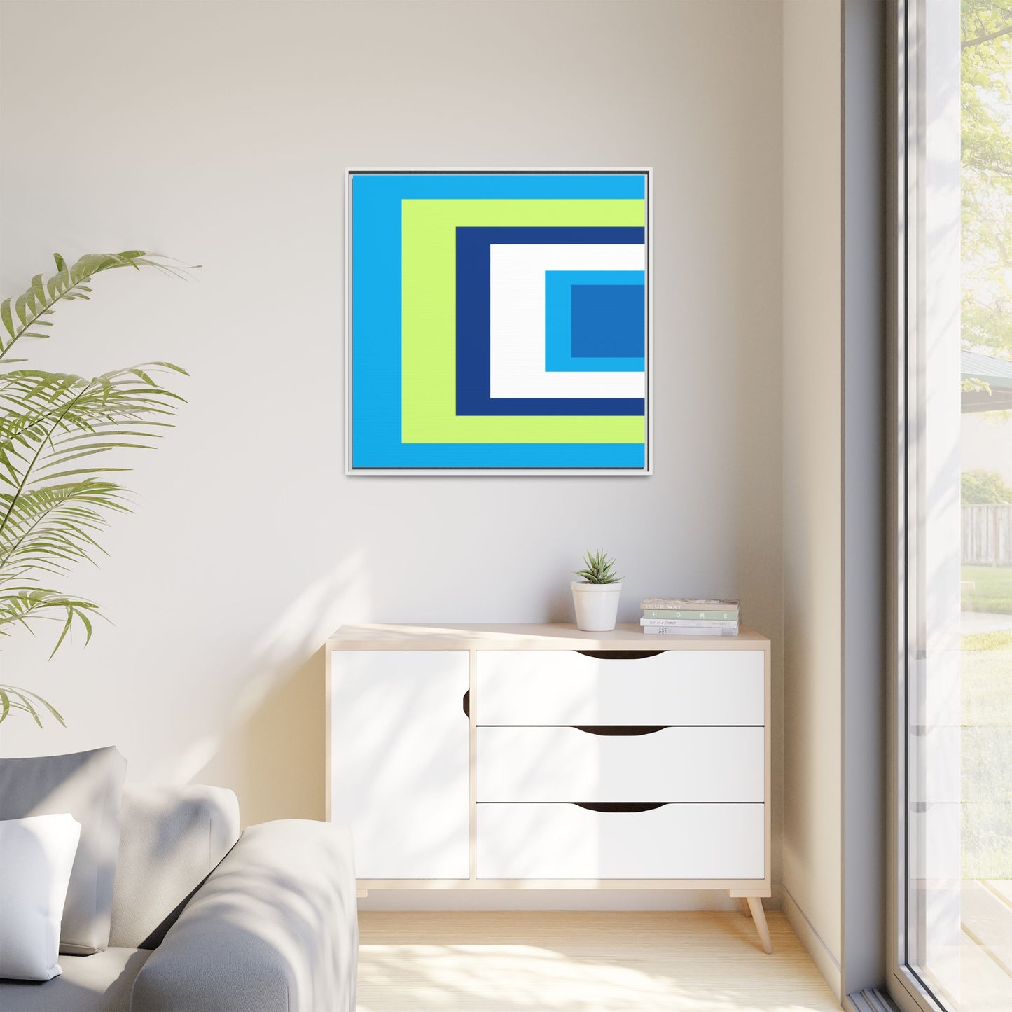 Modern Framed Geometric Canvas Art | Bold Color Meets Clean Framing