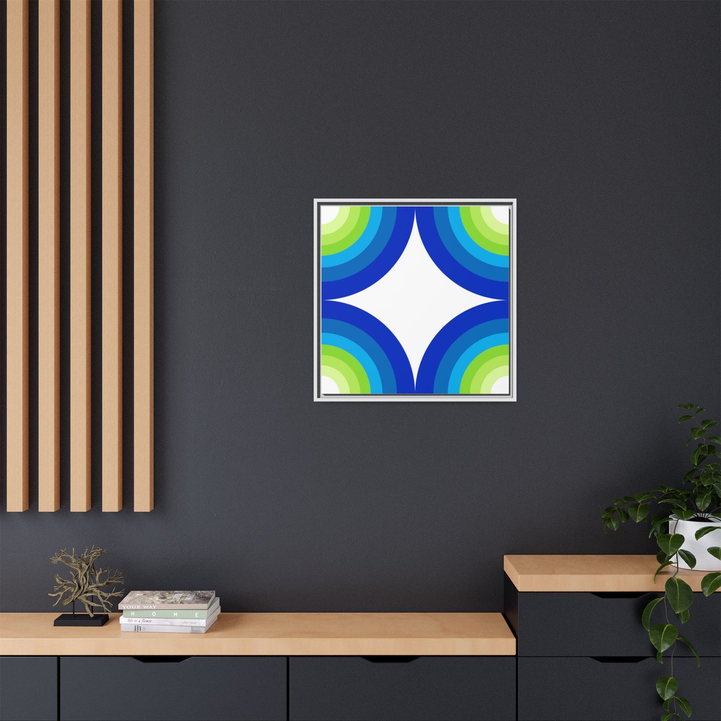 Modern Framed Geometric Canvas Art | Bold Color Meets Clean Framing