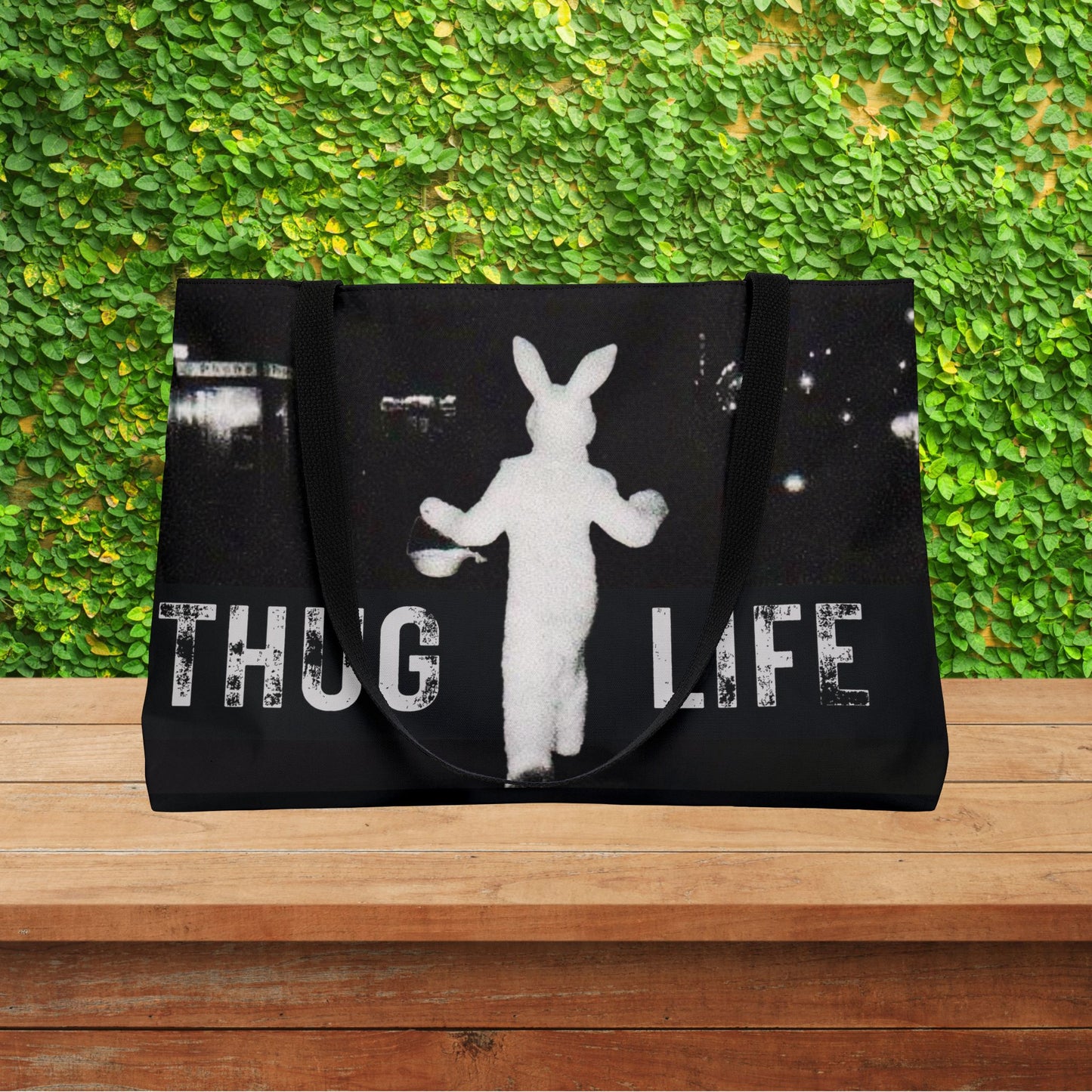 Thug Life Bunny XL Tote Bag | Fun Weekend Bag | Oversized Tote